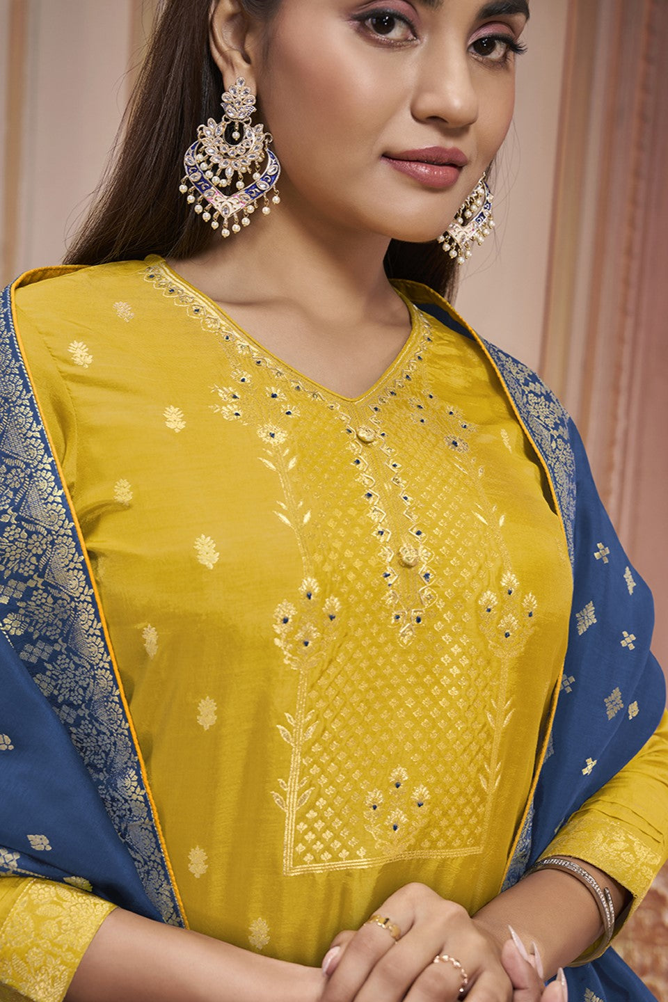 Yellow Dola Silk Readymade Salwar Suit-SS139_5_SareeButa.com