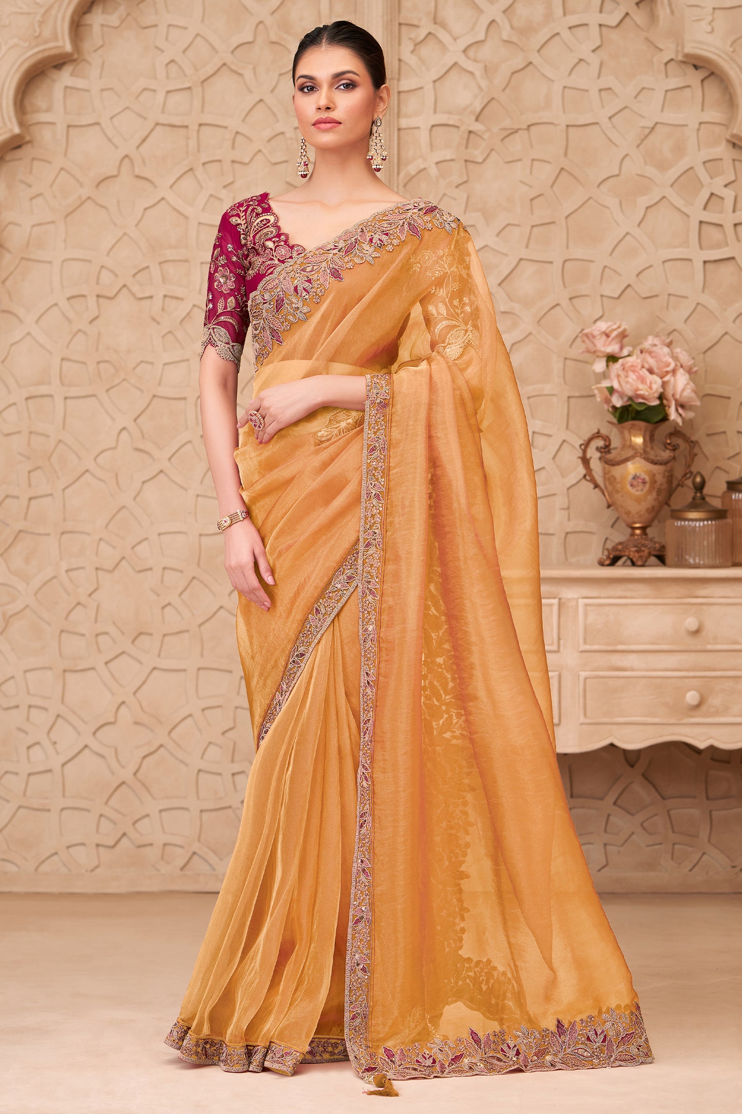 Yellow Embroidered Georgette Silk Saree-SAR12479_1_SareeButa.com