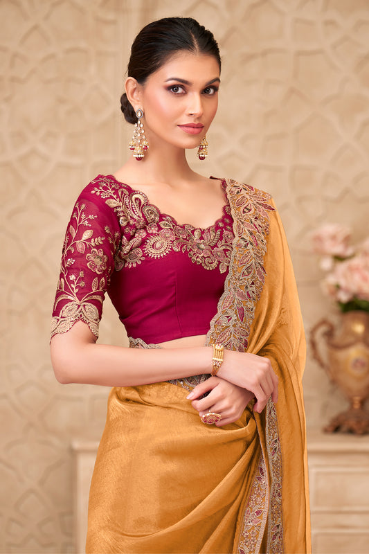 Yellow Embroidered Georgette Silk Saree-SAR12479_2_SareeButa.com