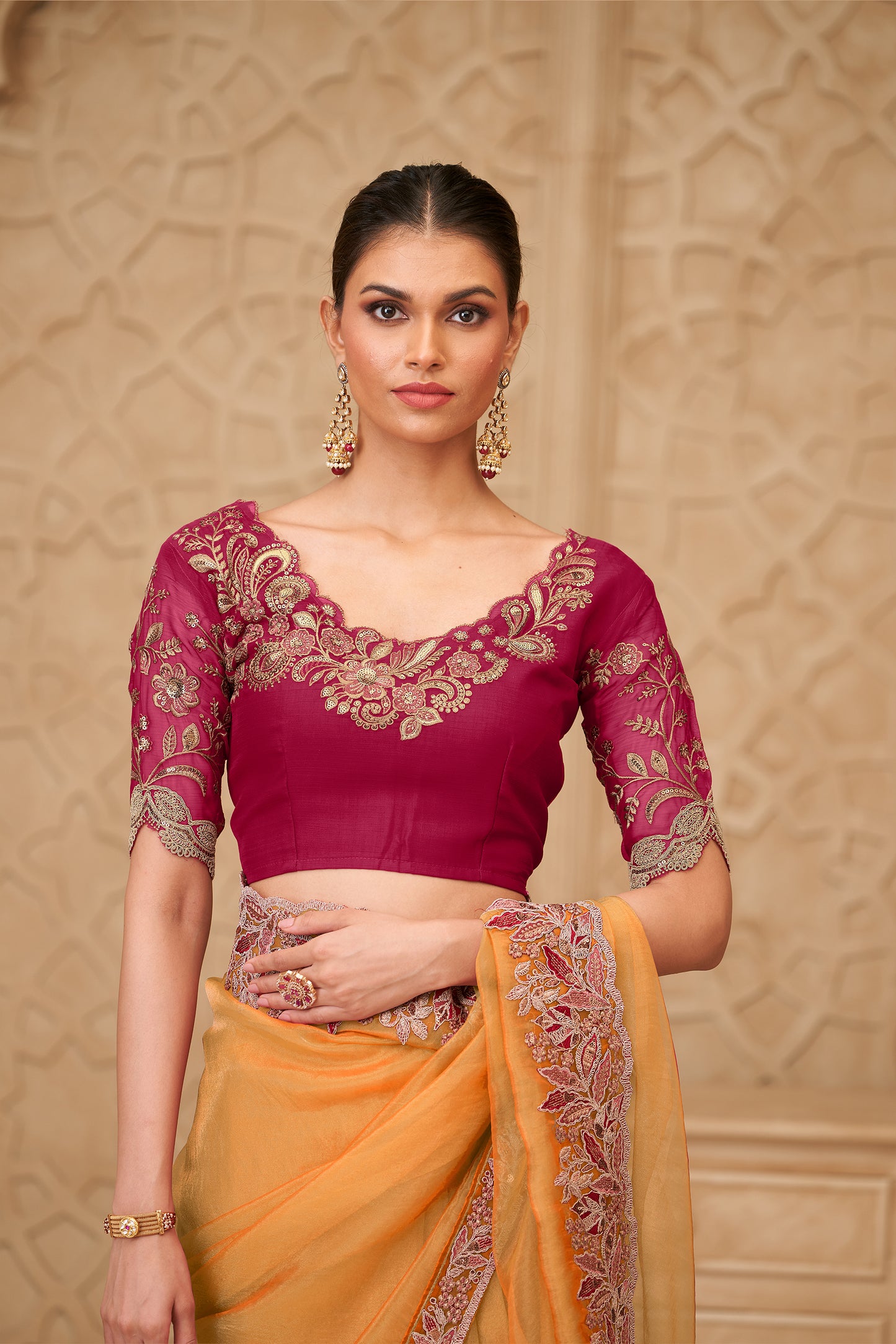 Yellow Embroidered Georgette Silk Saree-SAR12479_3_SareeButa.com