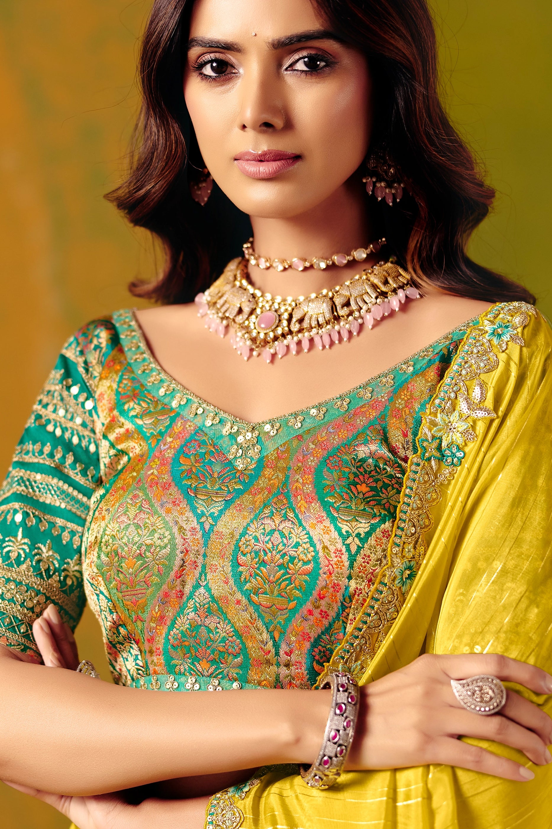 Yellow Embroidered Jacquard Silk Saree-SAR12093_2_SareeButa.com