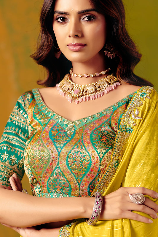 Yellow Embroidered Jacquard Silk Saree-SAR12093_2_SareeButa.com