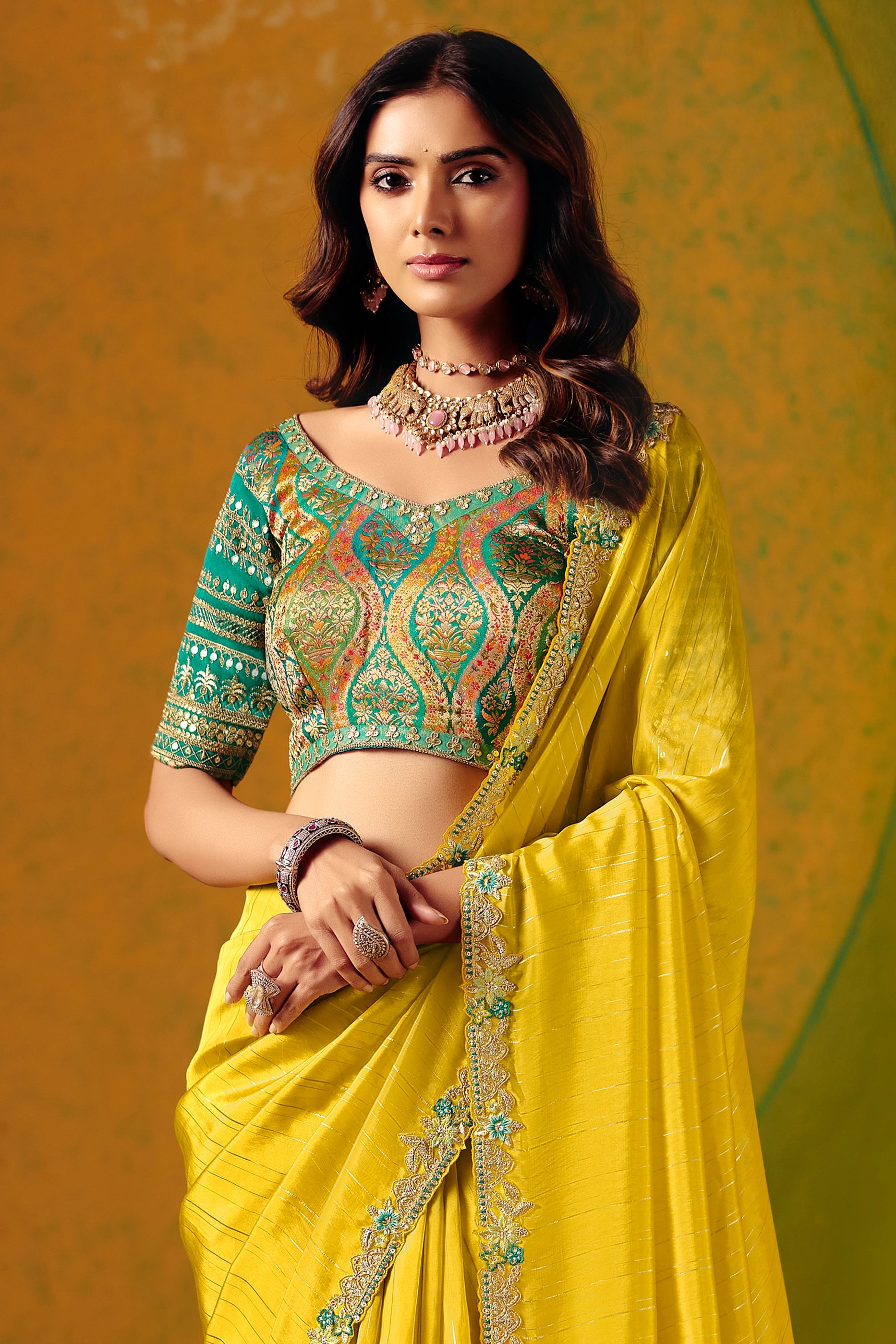Yellow Embroidered Jacquard Silk Saree-SAR12093_4_SareeButa.com