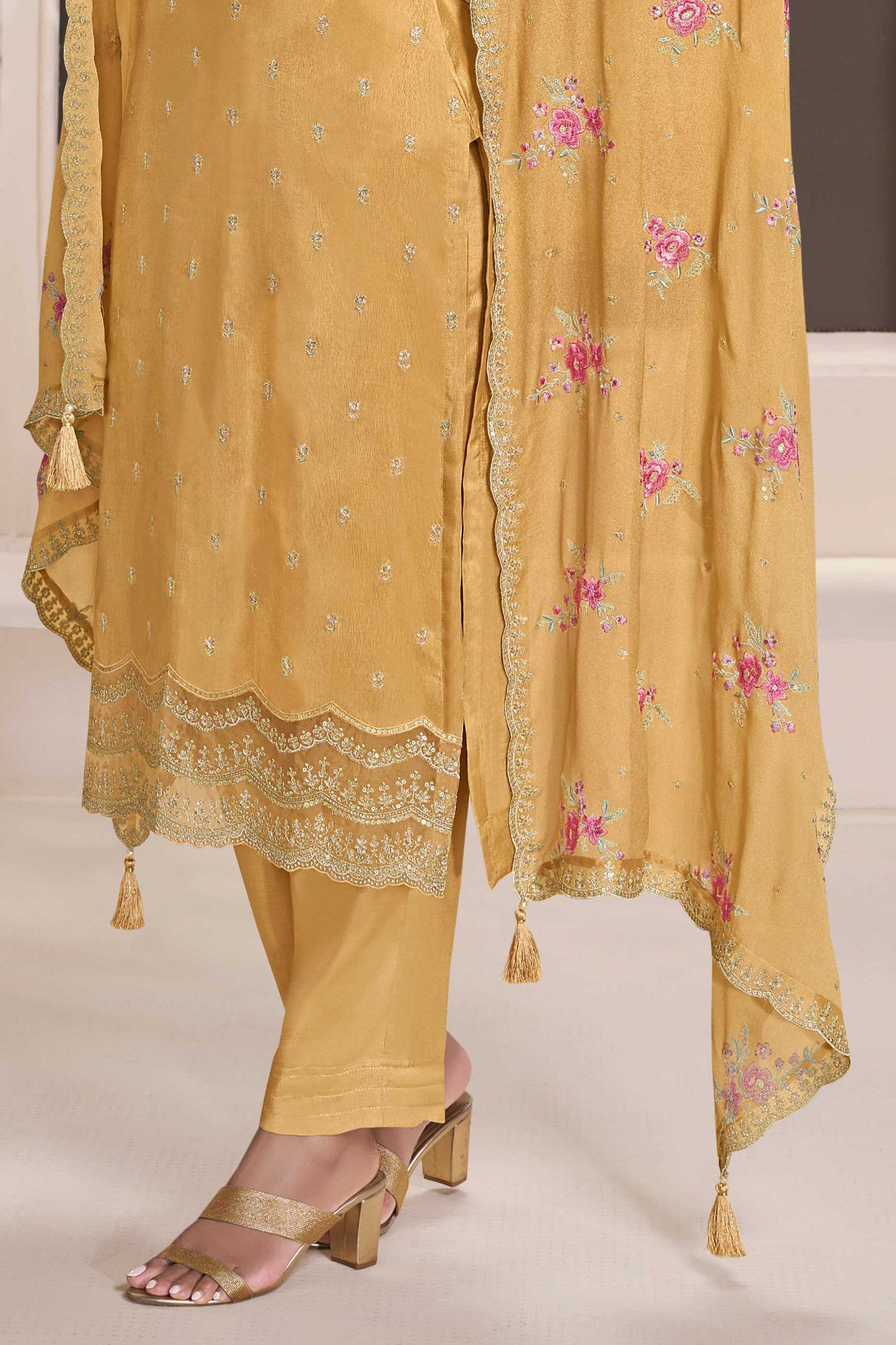 Yellow Embroidered Munga Silk Suit-SAR11742_4_SareeButa.com