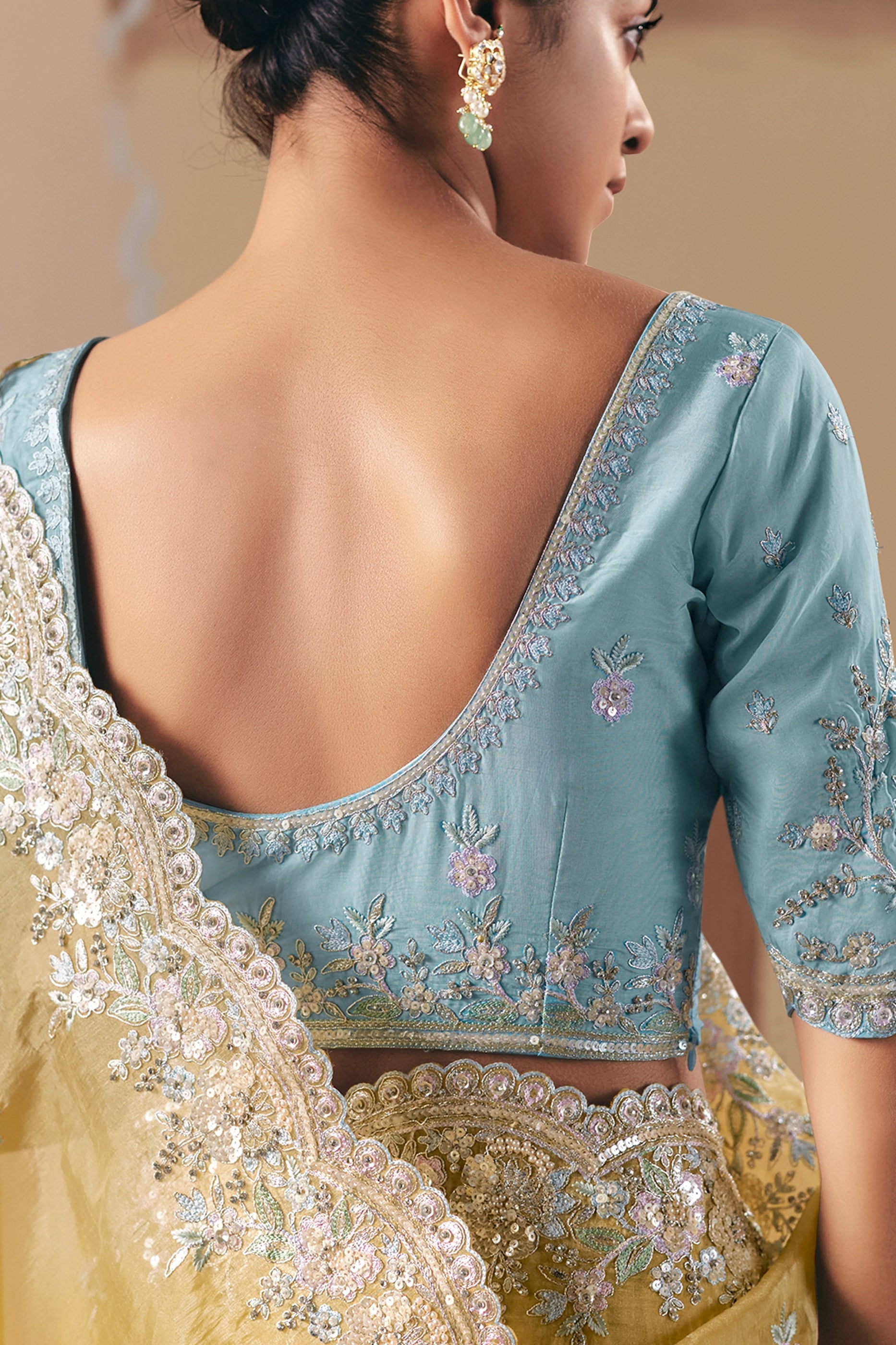 Yellow Embroidered Organza Saree-SAR10550_4_SareeButa.com