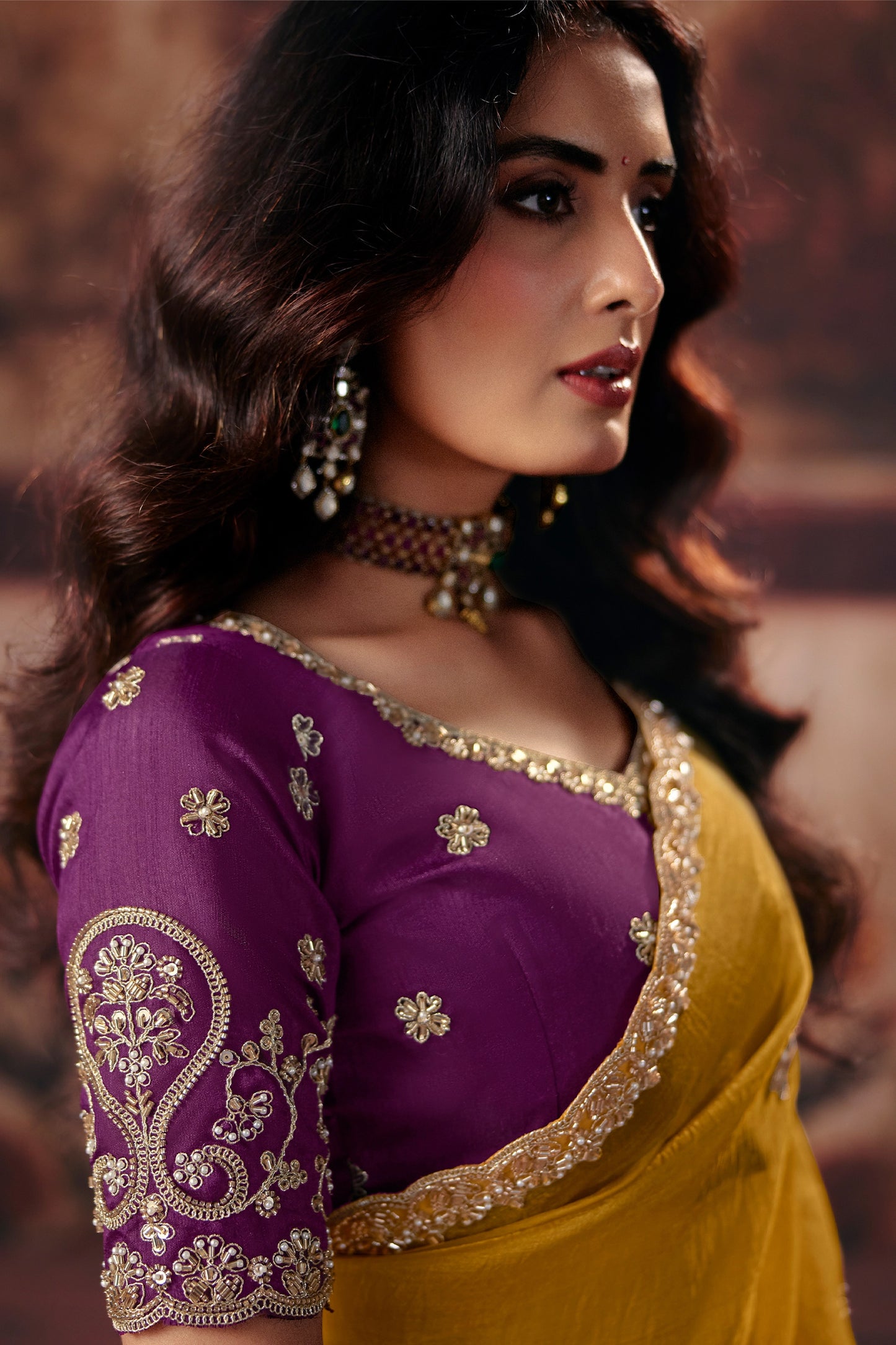 Yellow Embroidered Organza Saree-SAR13193_2_SareeButa.com