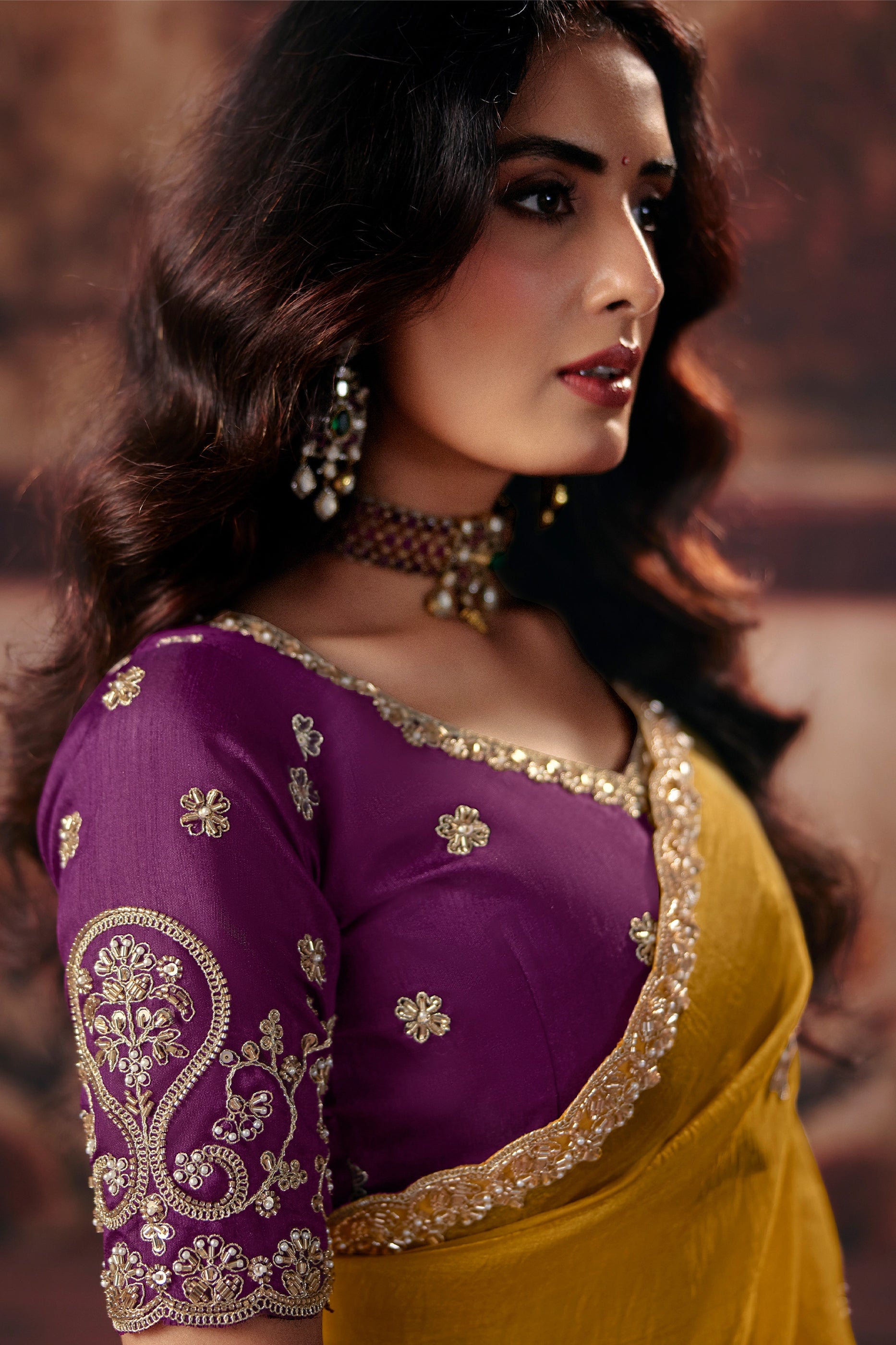 Yellow Embroidered Organza Saree-SAR13193_2_SareeButa.com