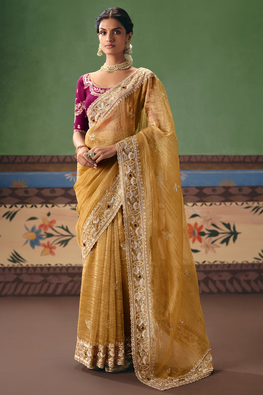 Yellow Embroidered Organza Silk Saree-SAR12257_1_SareeButa.com