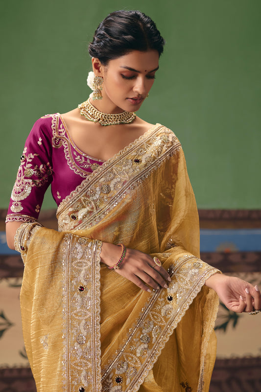 Yellow Embroidered Organza Silk Saree-SAR12257_2_SareeButa.com