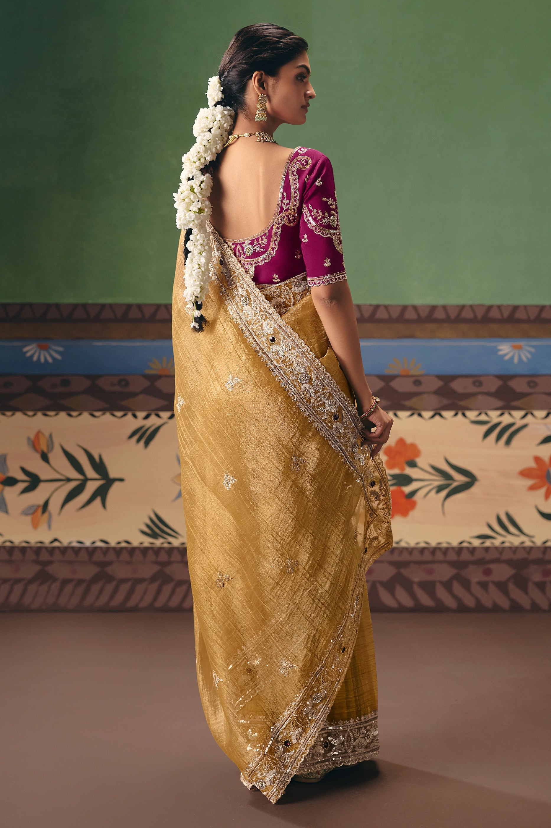 Yellow Embroidered Organza Silk Saree-SAR12257_4_SareeButa.com