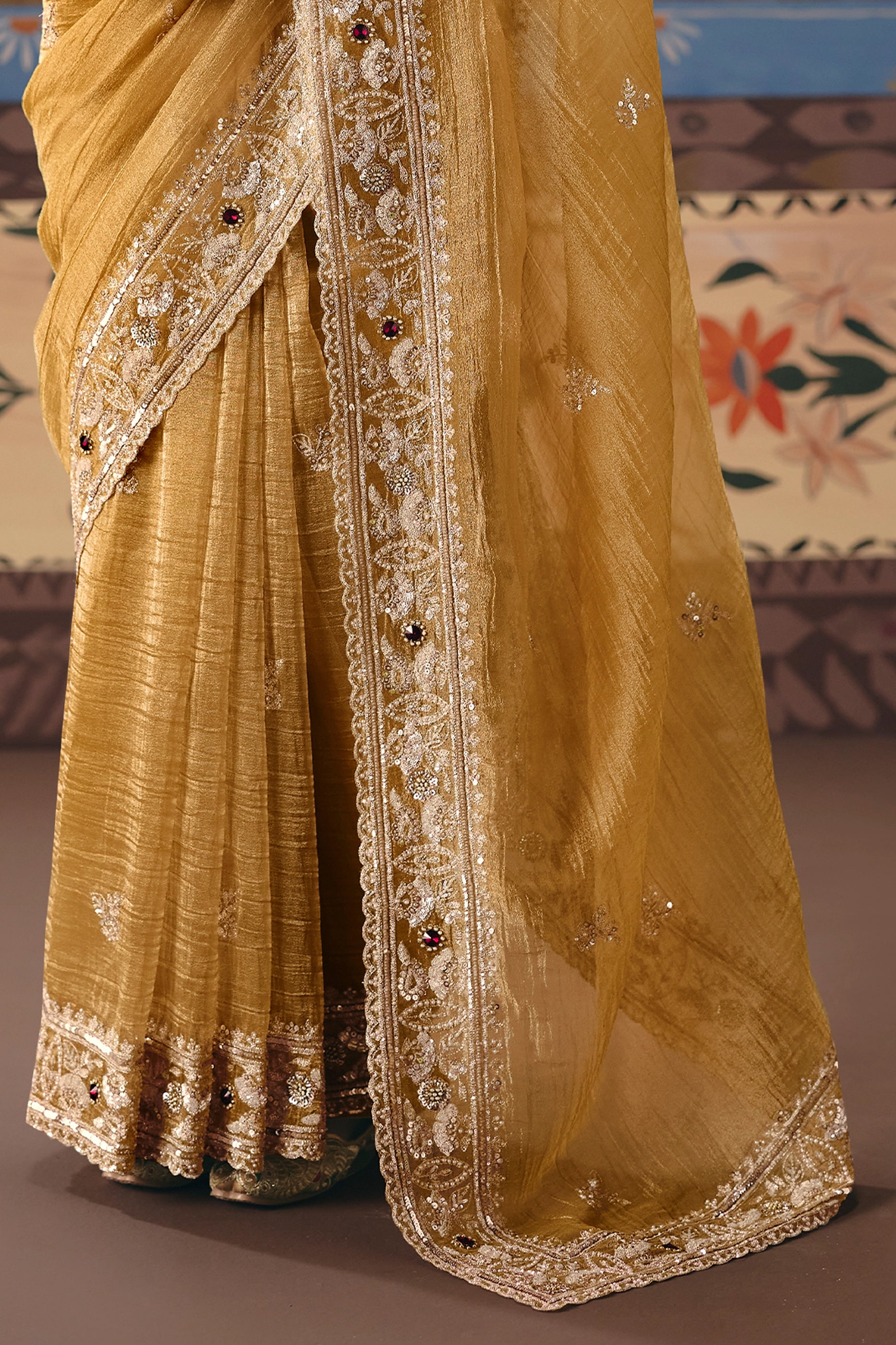Yellow Embroidered Organza Silk Saree-SAR12257_5_SareeButa.com