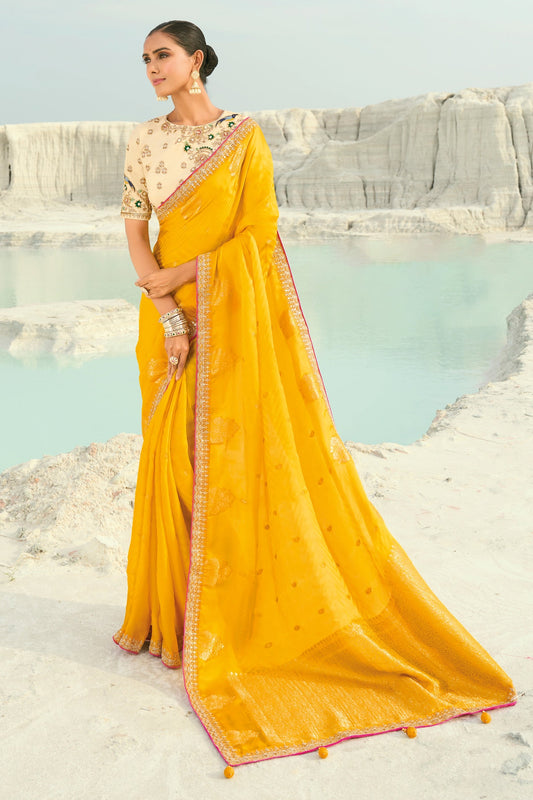 Yellow Embroidered Organza Viscose Satin Saree-SAR10821_1_SareeButa.com
