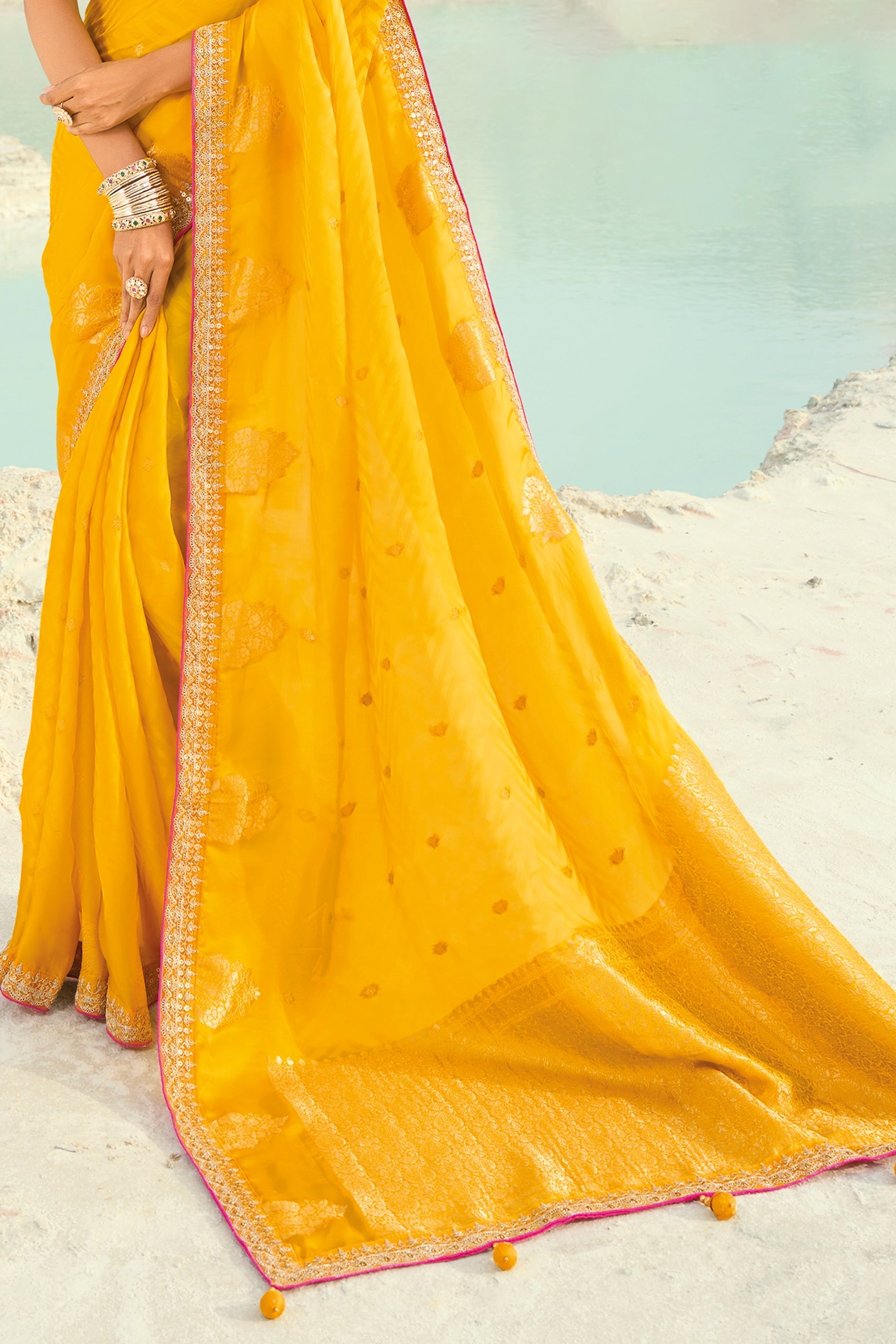 Yellow Embroidered Organza Viscose Satin Saree-SAR10821_5_SareeButa.com