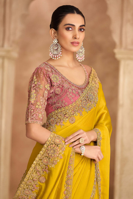 Yellow Embroidered Satin Chiffon Saree-SAR11702_2_SareeButa.com