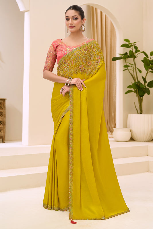 Yellow Embroidered Satin Chiffon Saree-SAR12437_1_SareeButa.com