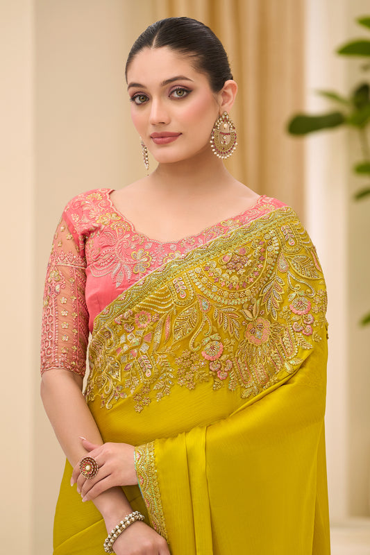 Yellow Embroidered Satin Chiffon Saree-SAR12437_2_SareeButa.com