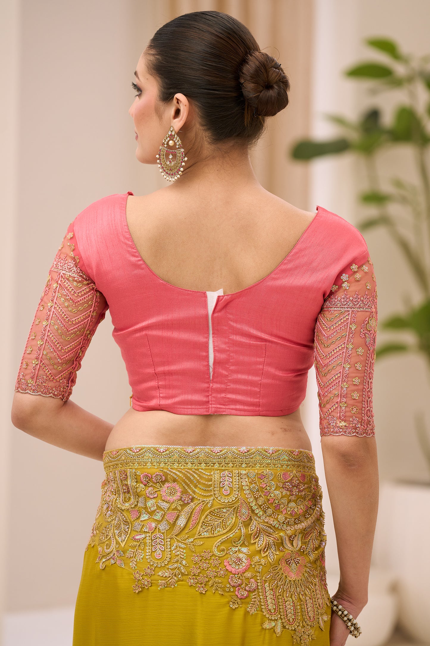 Yellow Embroidered Satin Chiffon Saree-SAR12437_4_SareeButa.com
