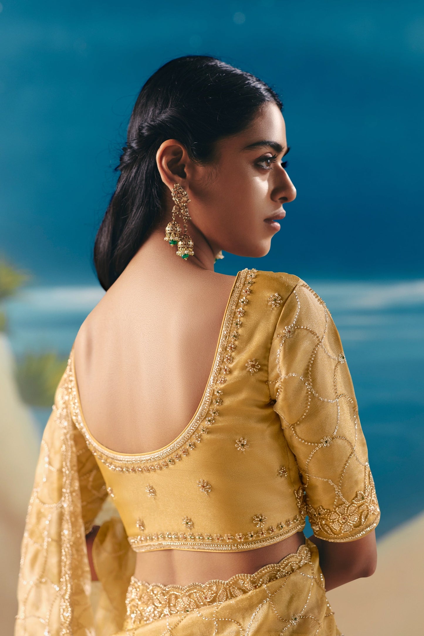 Yellow Embroidered Satin Organza Saree-SAR11038_3_SareeButa.com