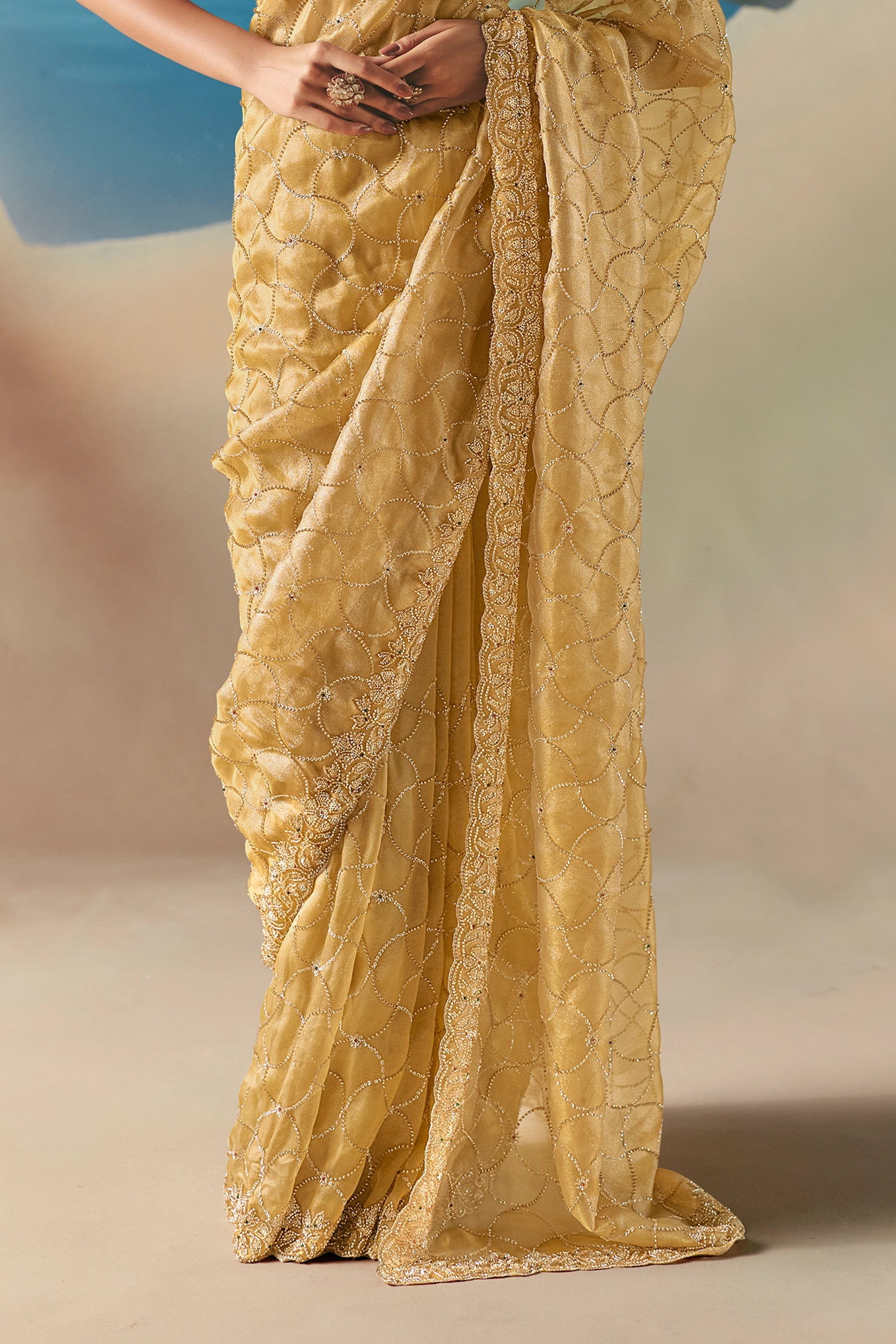 Yellow Embroidered Satin Organza Saree-SAR11038_5_SareeButa.com
