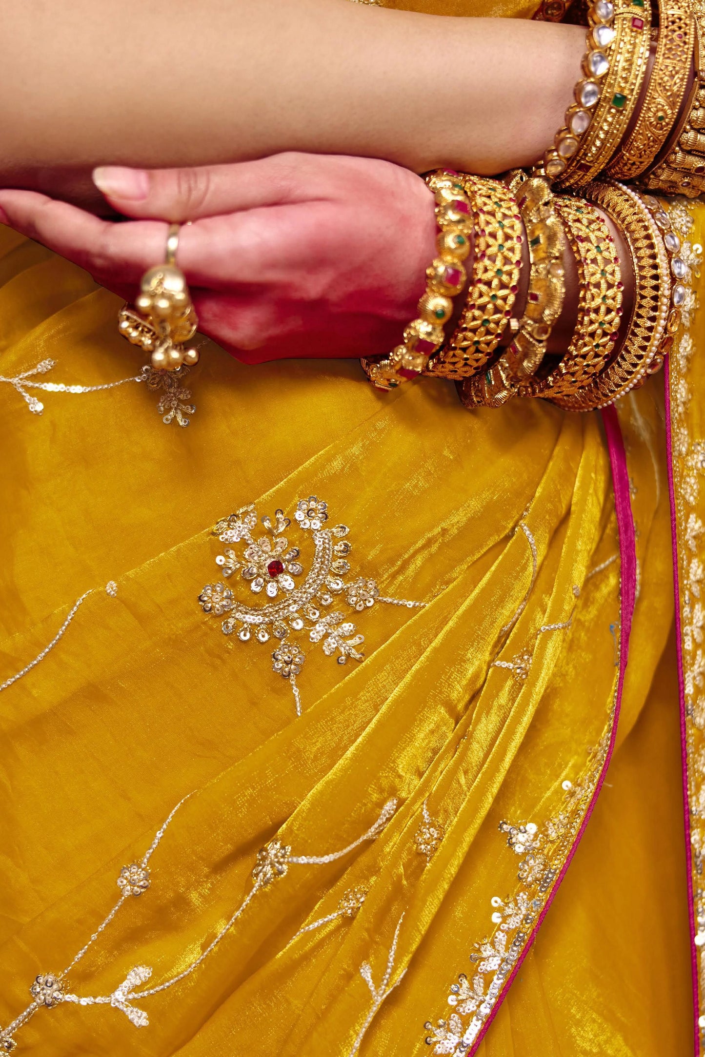 Yellow Embroidered Satin Organza Saree-SAR12264_3_SareeButa.com