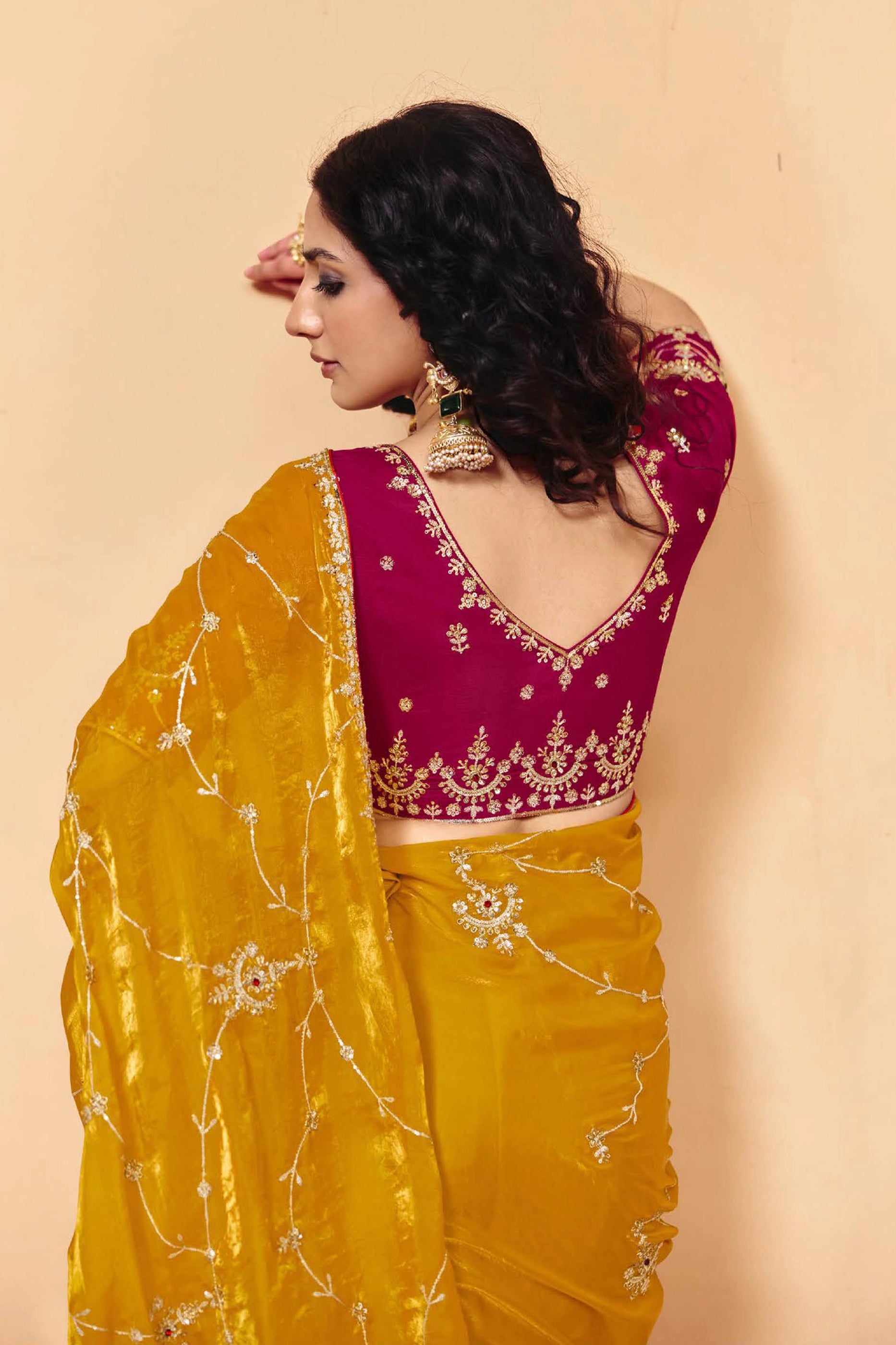 Yellow Embroidered Satin Organza Saree-SAR12264_4_SareeButa.com