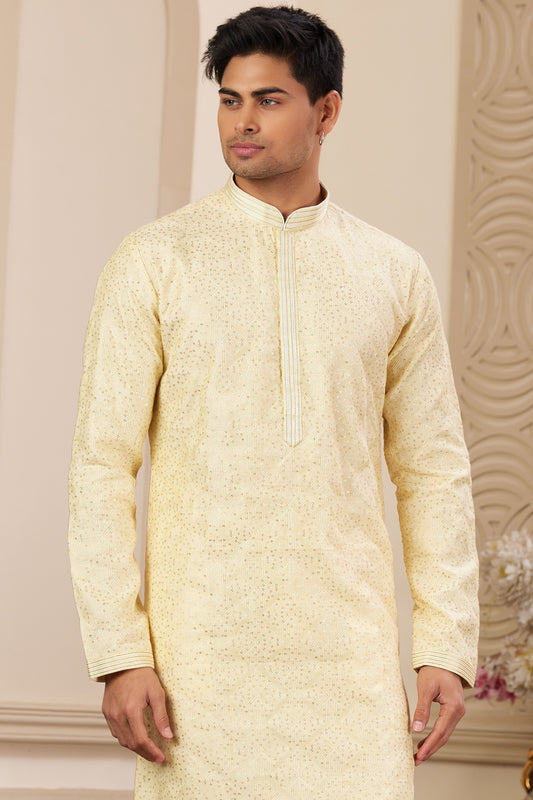 Yellow Embroidered Silk Kurta Pajama-MW25_2_SareeButa.com