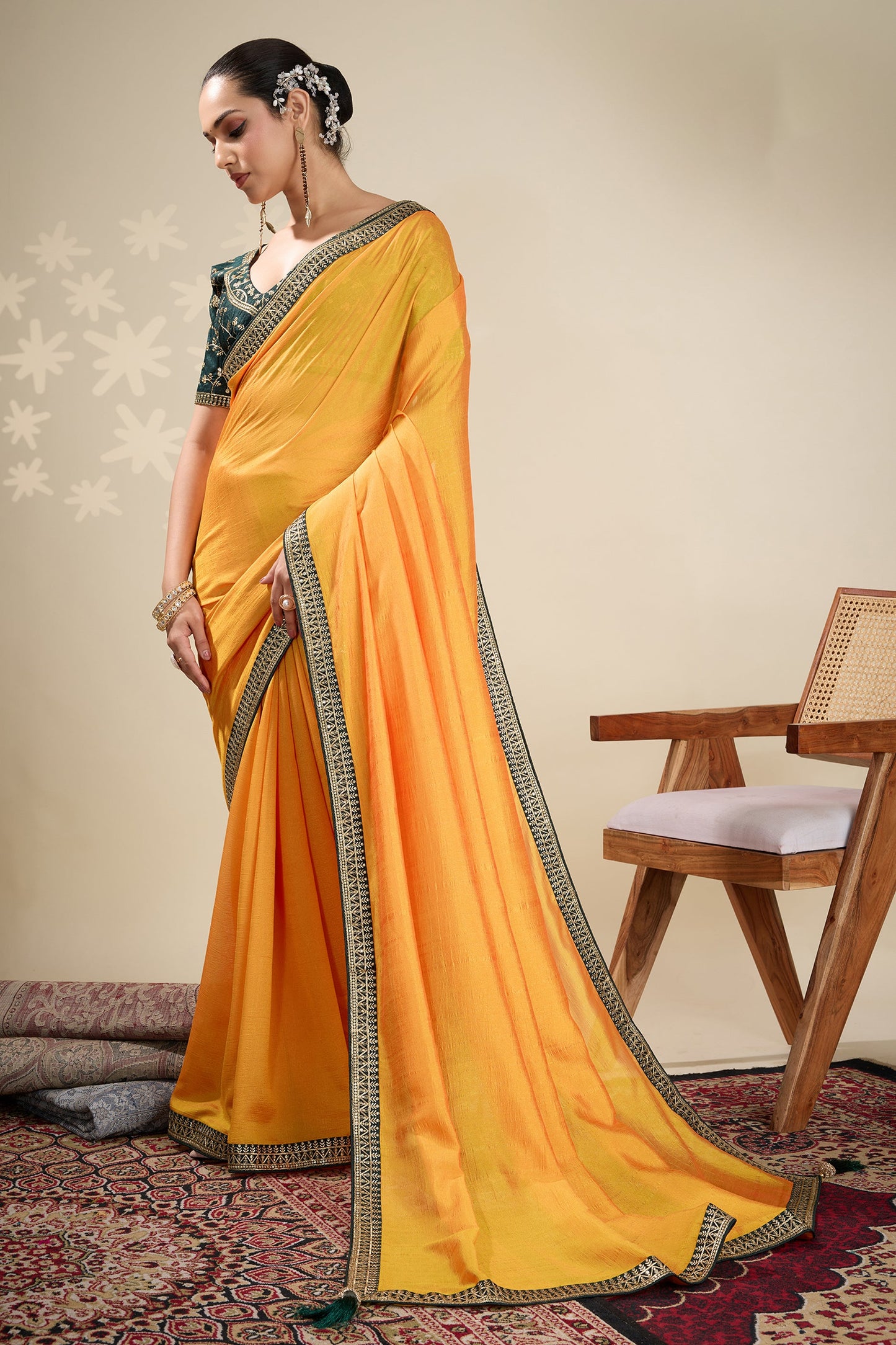 Yellow Embroidered Silk Saree-SAR10637_4_SareeButa.com