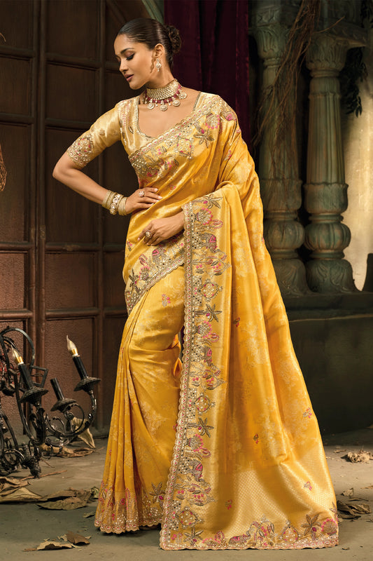 Yellow Embroidered Silk Saree-SAR12044_1_SareeButa.com