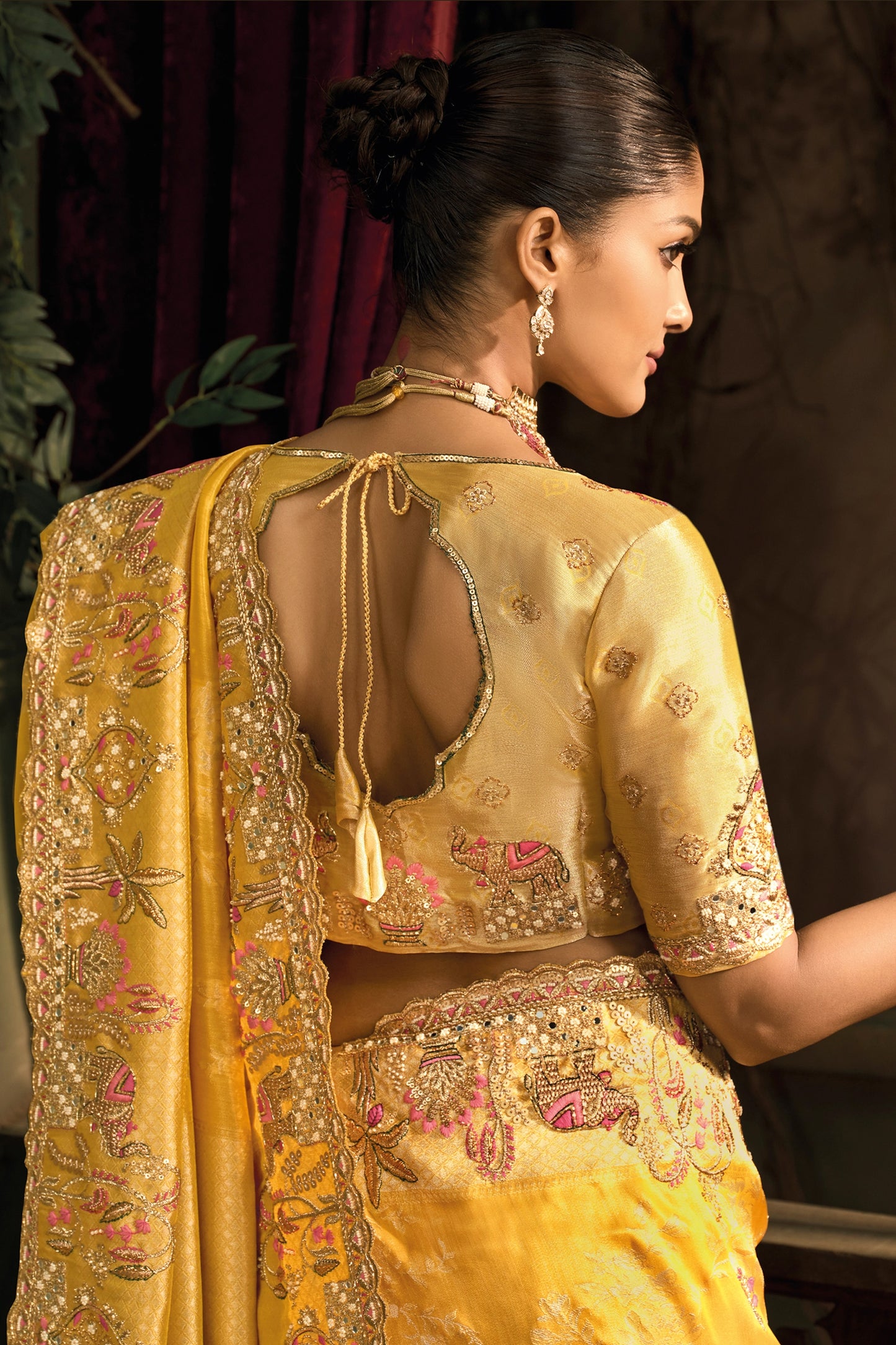 Yellow Embroidered Silk Saree-SAR12044_4_SareeButa.com