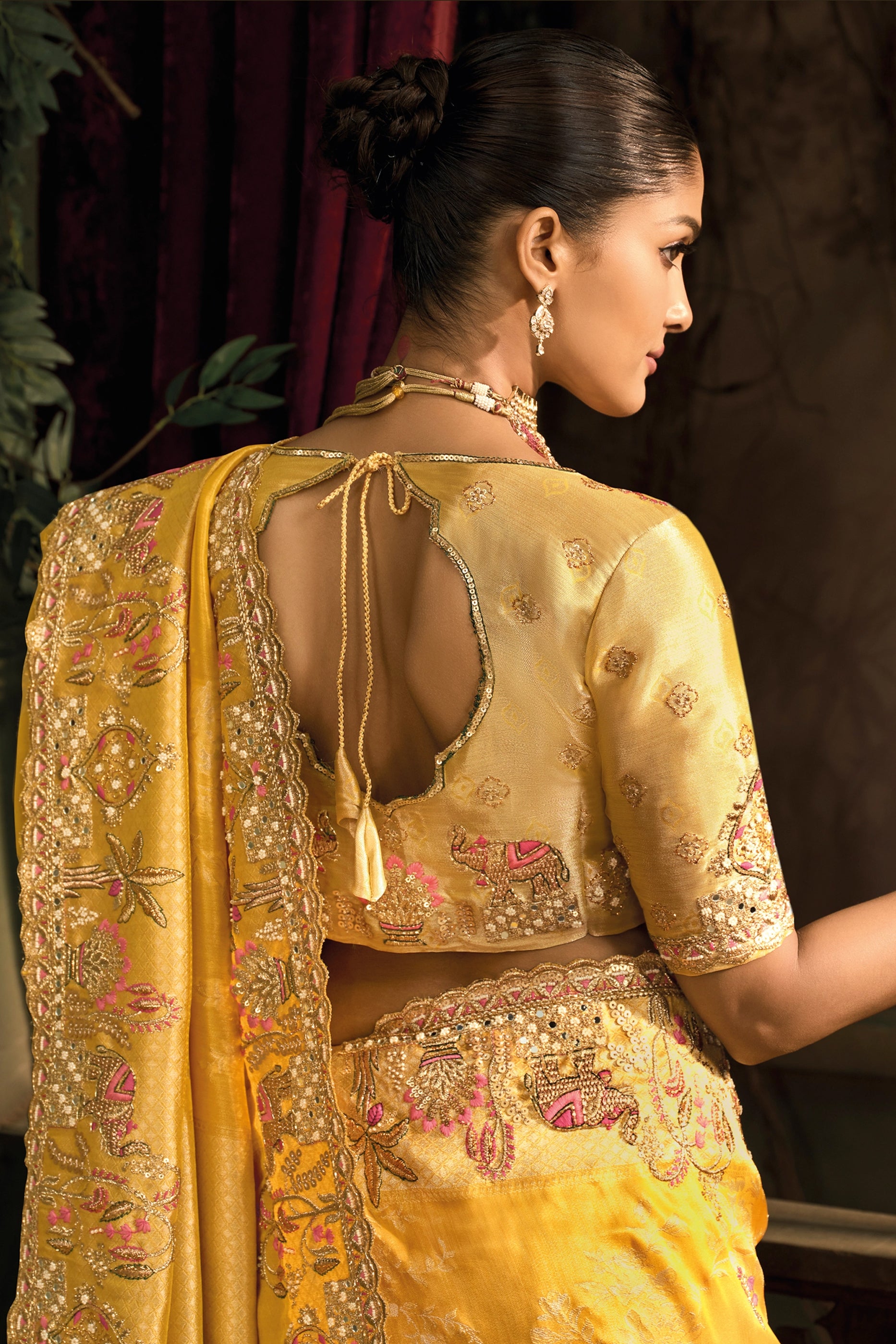 Yellow Embroidered Silk Saree-SAR12044_4_SareeButa.com