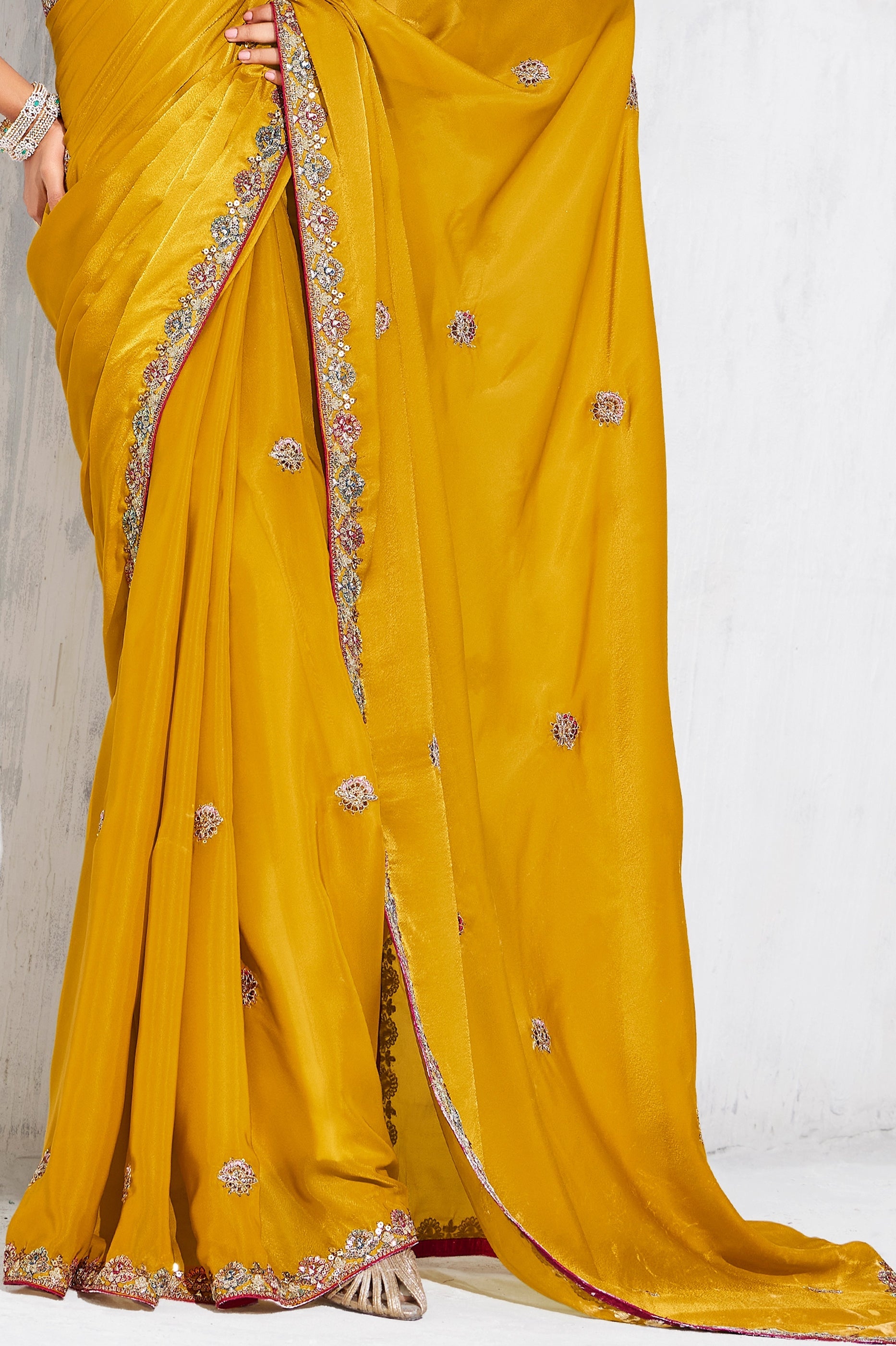 Yellow Embroidered Tissue Organza Saree-SAR10566_4_SareeButa.com