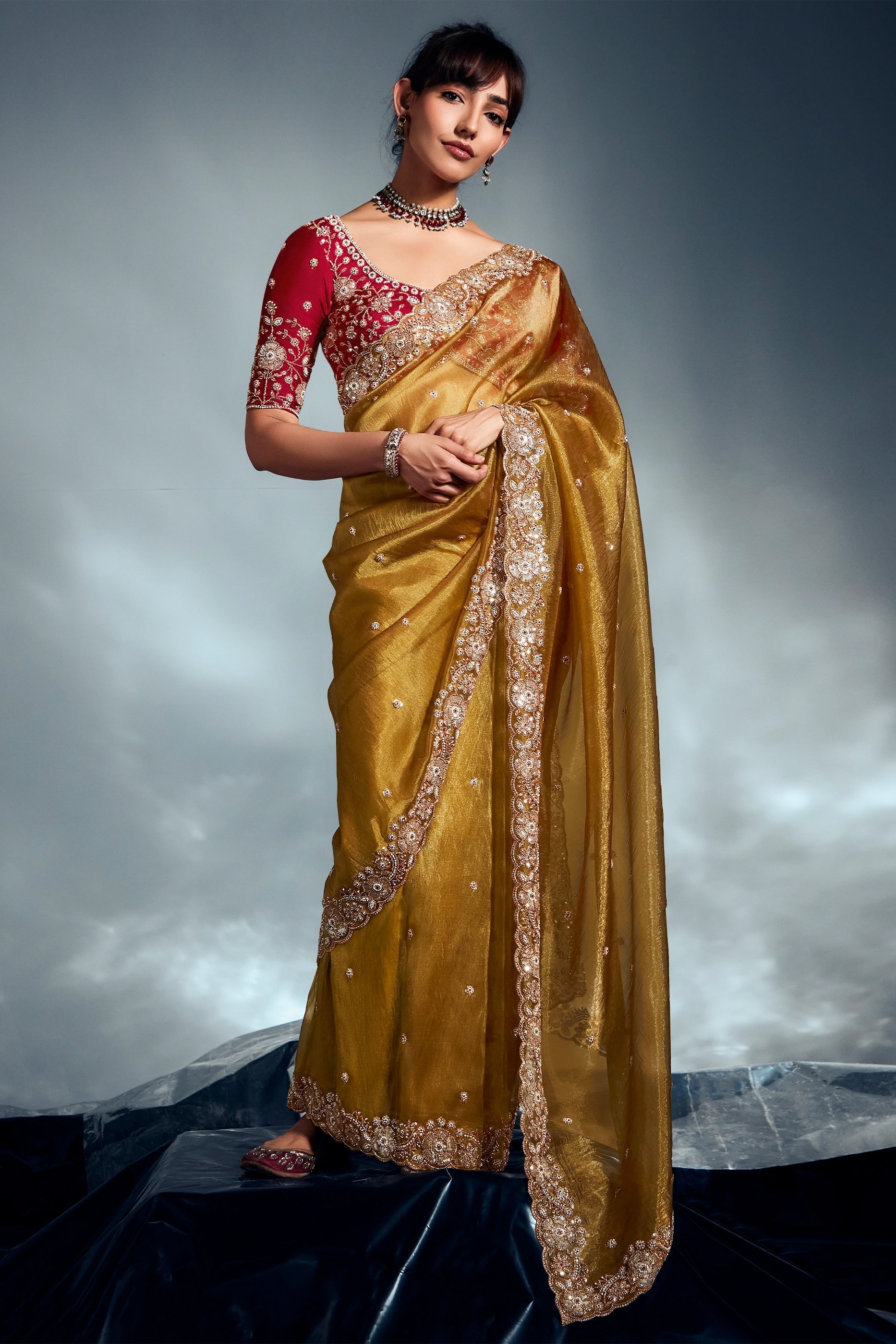 Yellow Embroidered Tissue Silk Saree-SAR10215_1_SareeButa.com