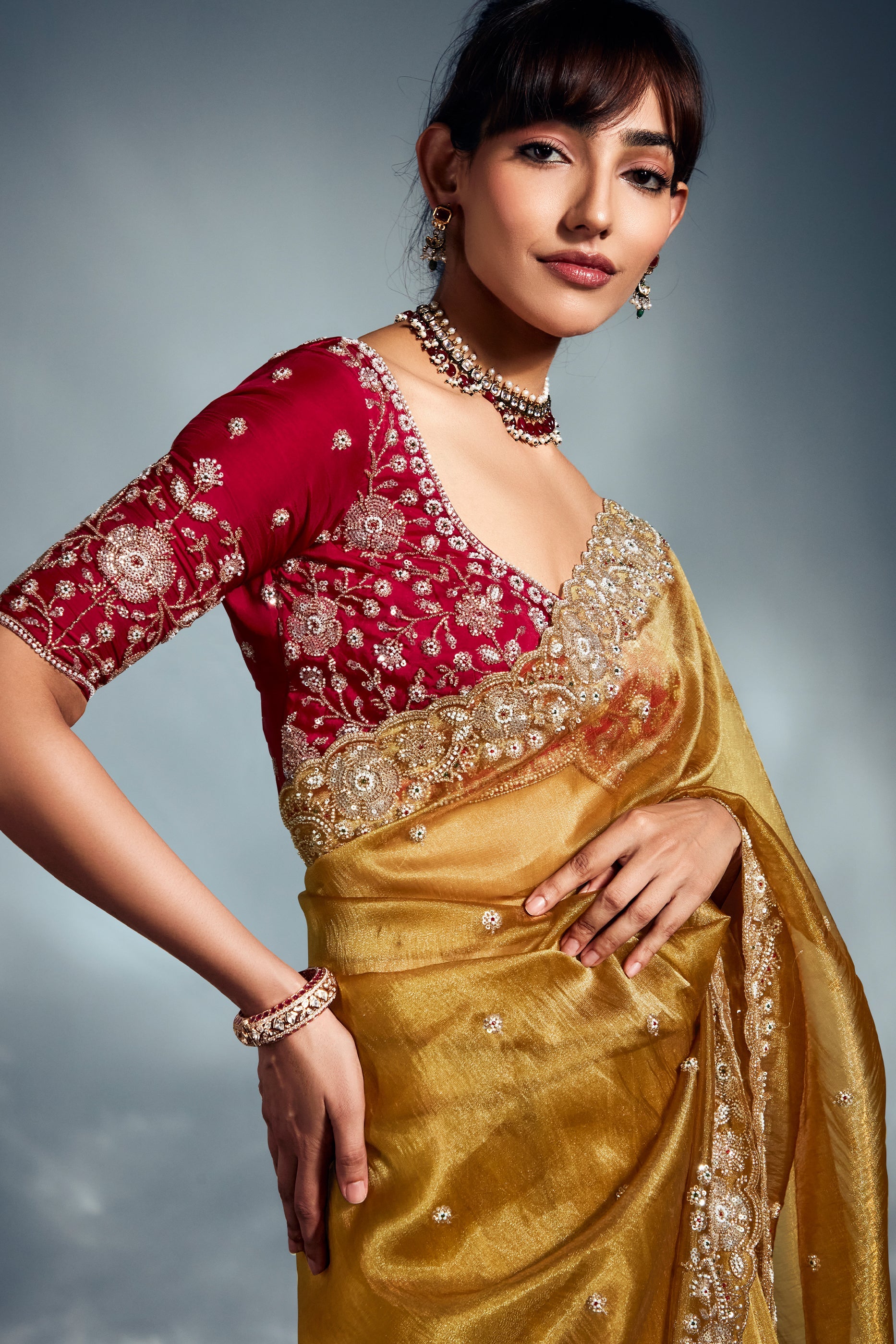 Yellow Embroidered Tissue Silk Saree-SAR10215_3_SareeButa.com