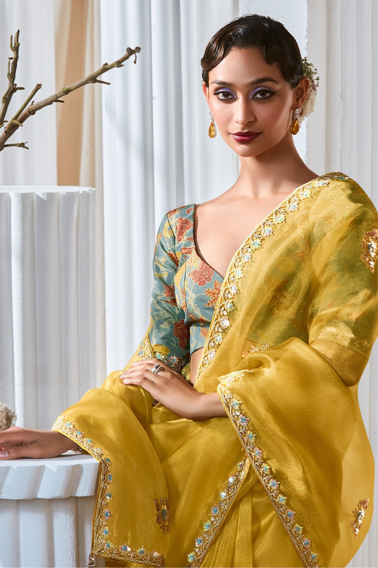 Yellow Embroidered Tissue Silk Saree-SAR10226_2_SareeButa.com
