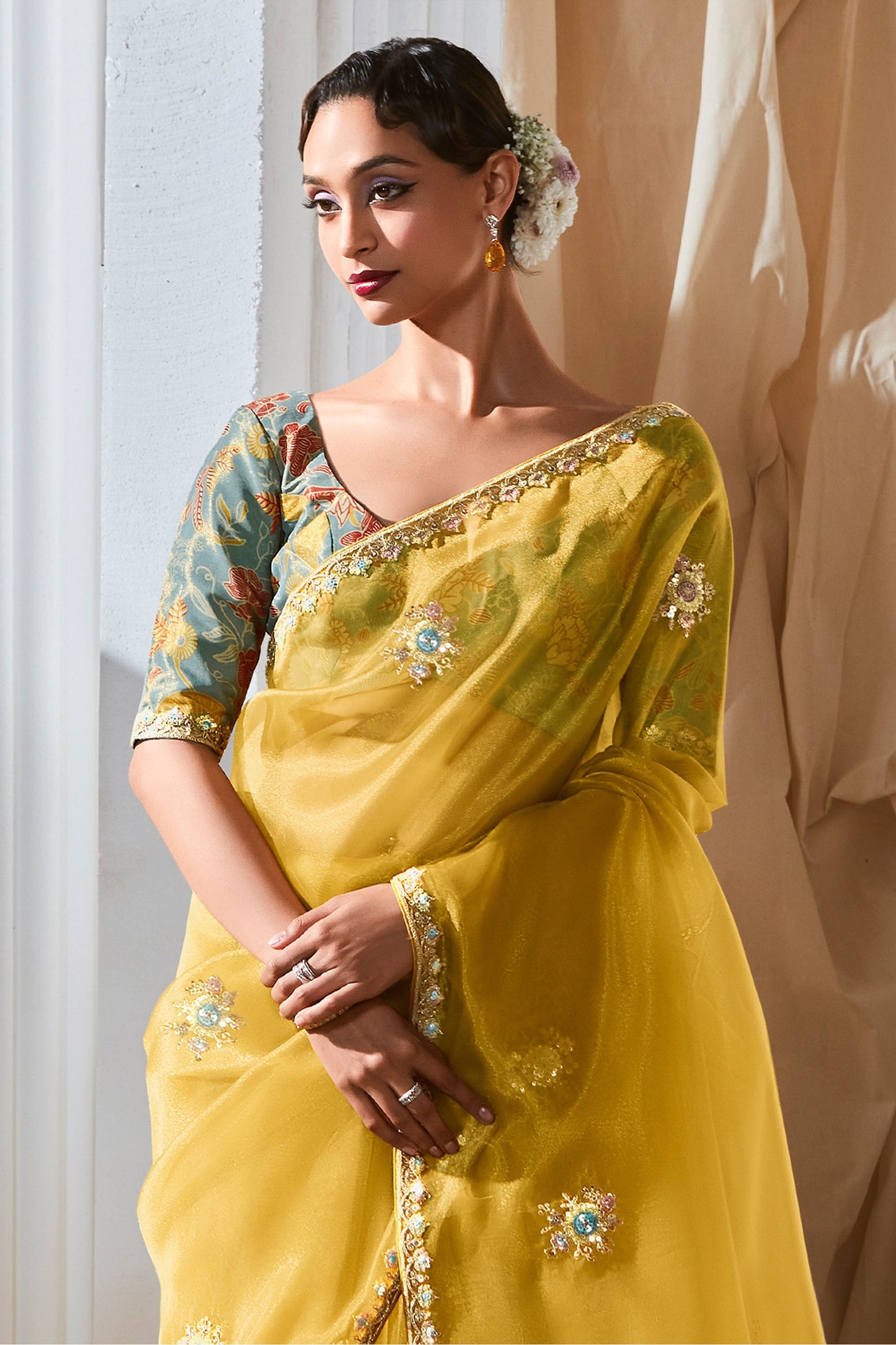 Yellow Embroidered Tissue Silk Saree-SAR10226_4_SareeButa.com