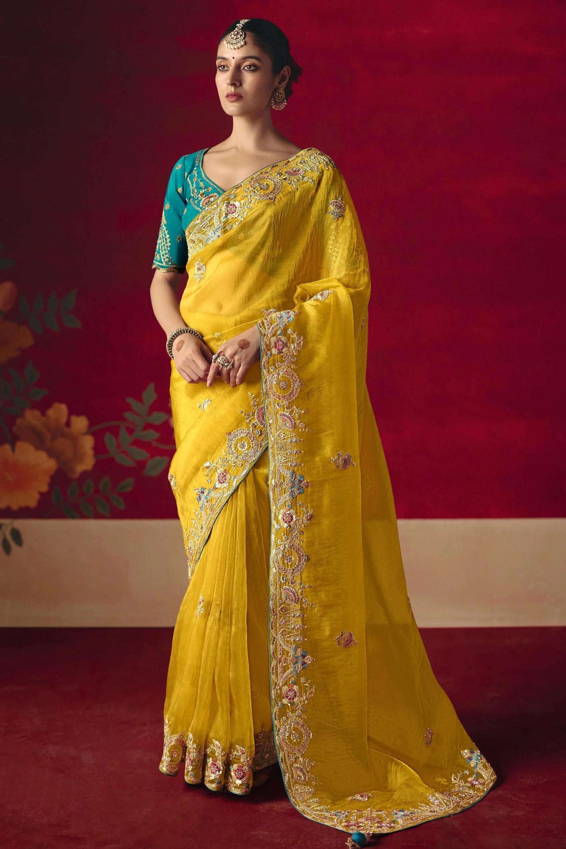 Yellow Embroidered Tissue Silk Saree-SAR11451_1_SareeButa.com