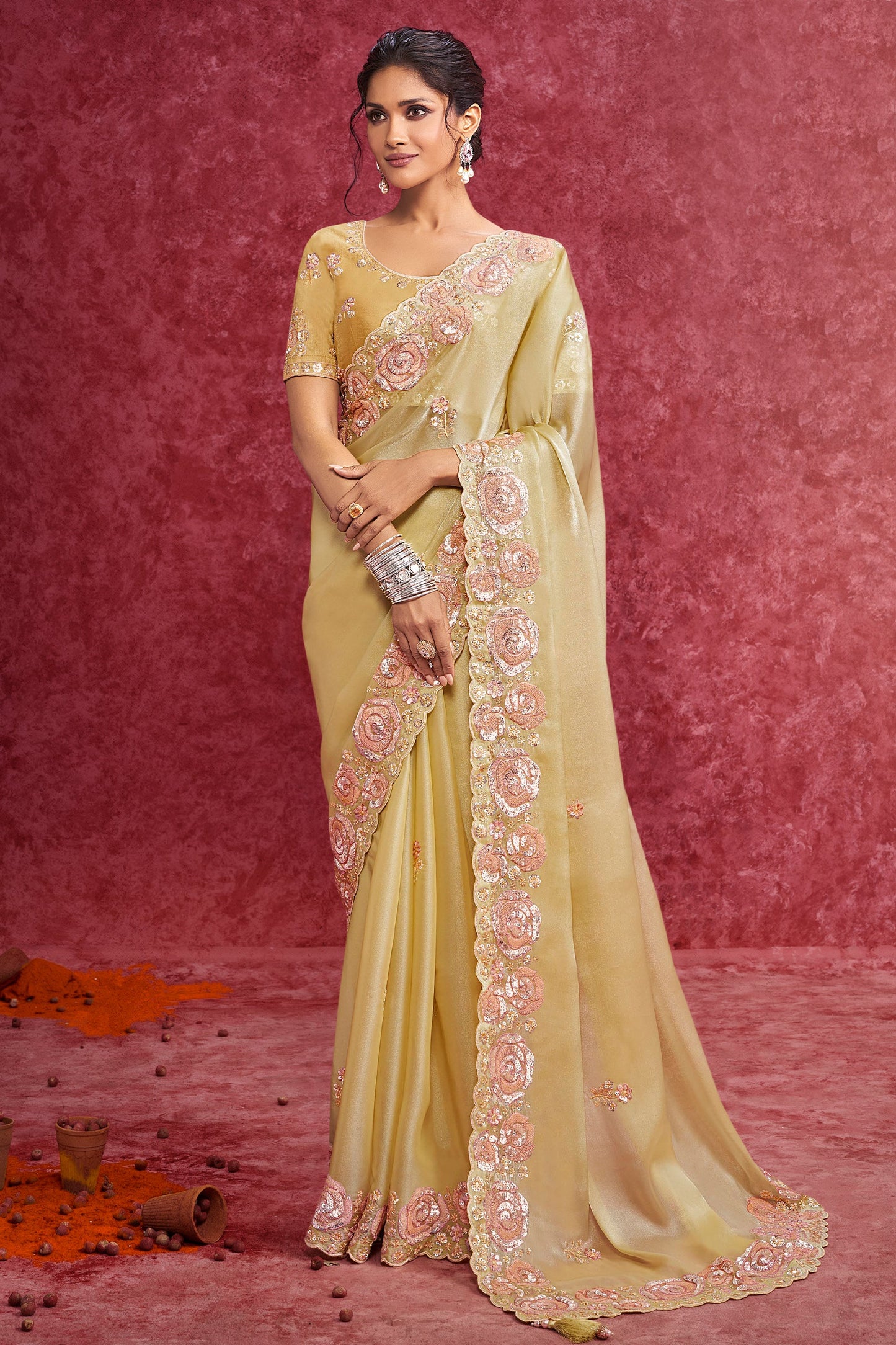 Yellow Embroidered Satin Silk saree-SAR10280_1_SareeButa.com