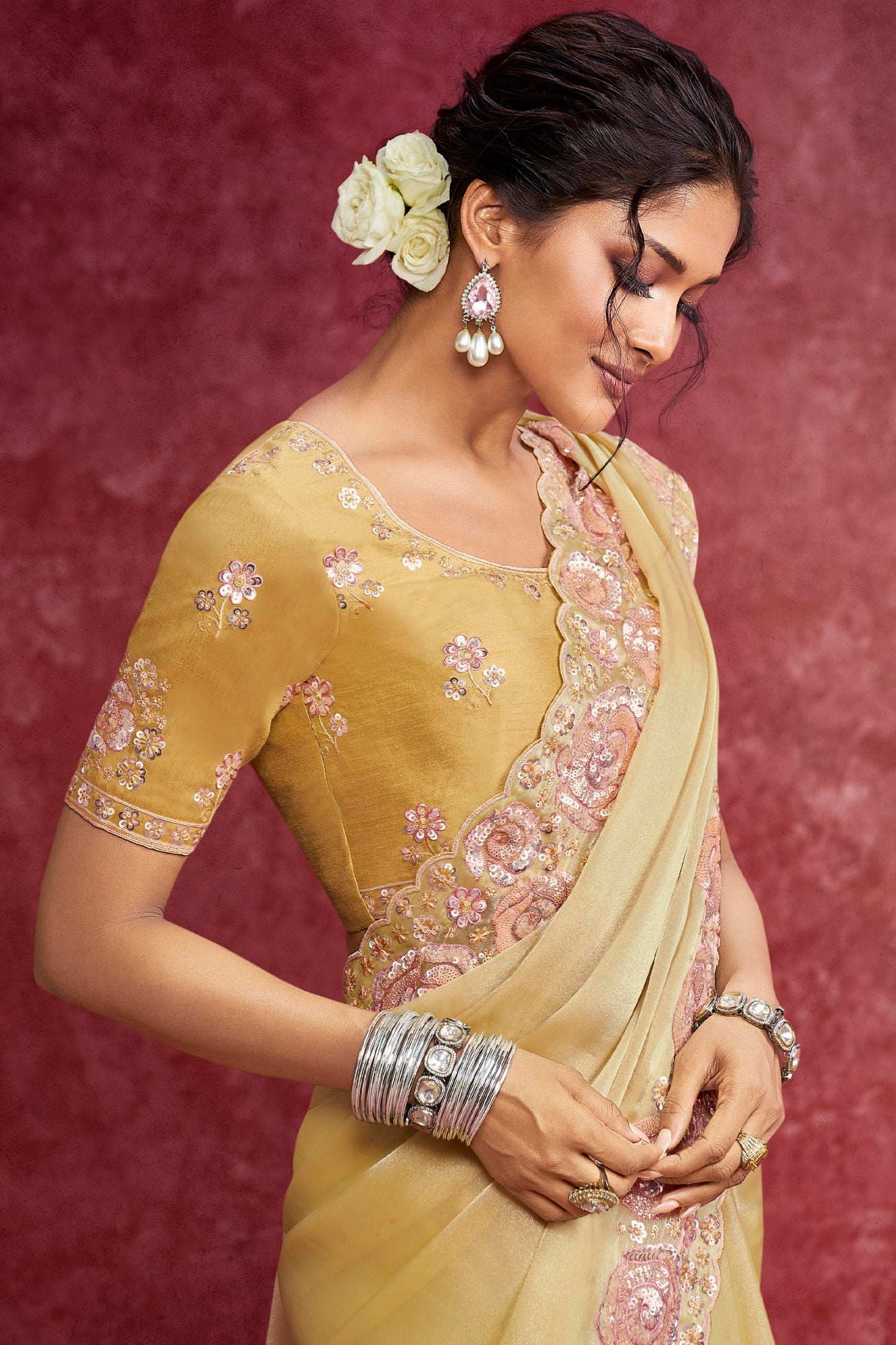 Yellow Embroidered Satin Silk saree-SAR10280_2_SareeButa.com