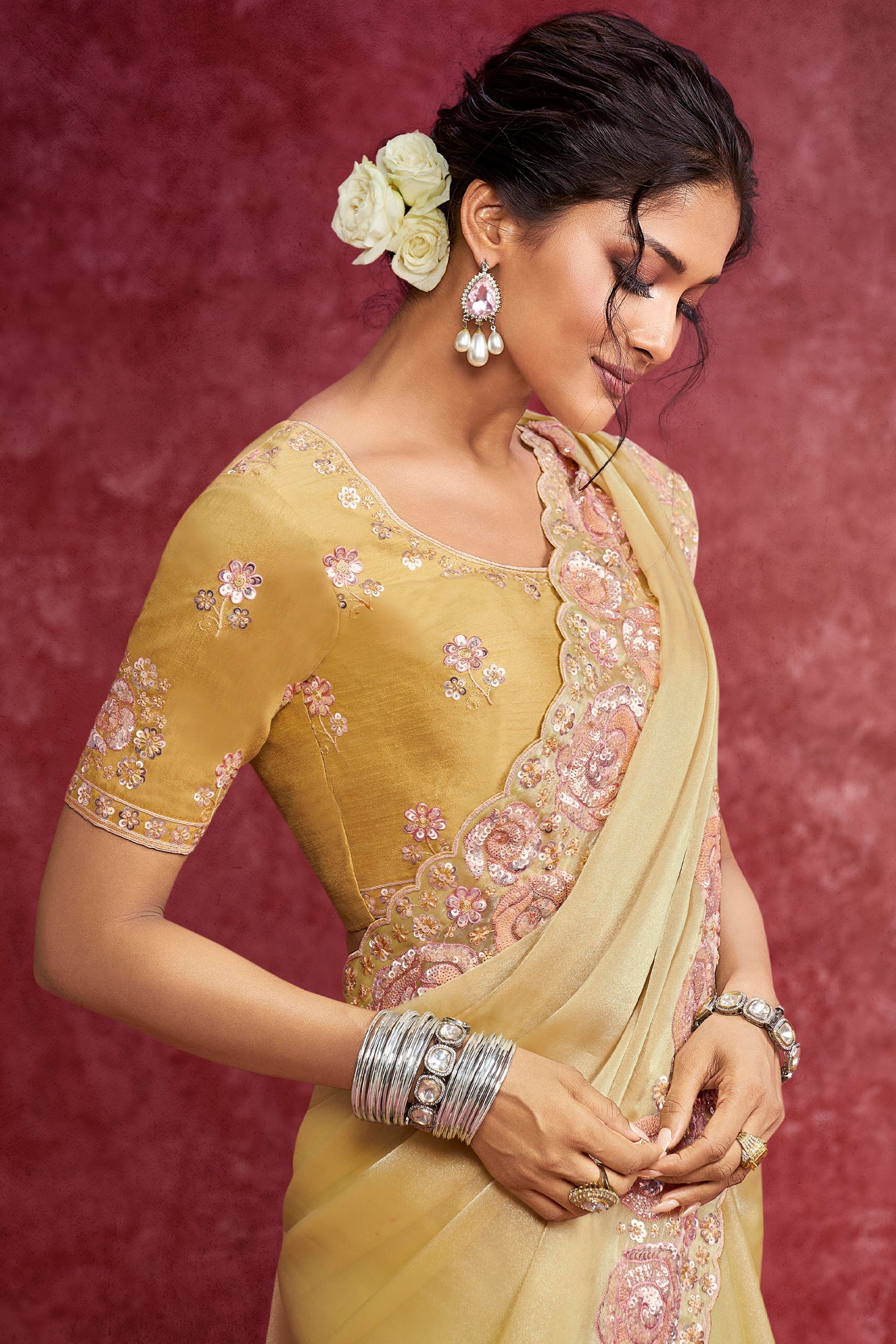 Yellow Embroidered Satin Silk saree-SAR10280_2_SareeButa.com