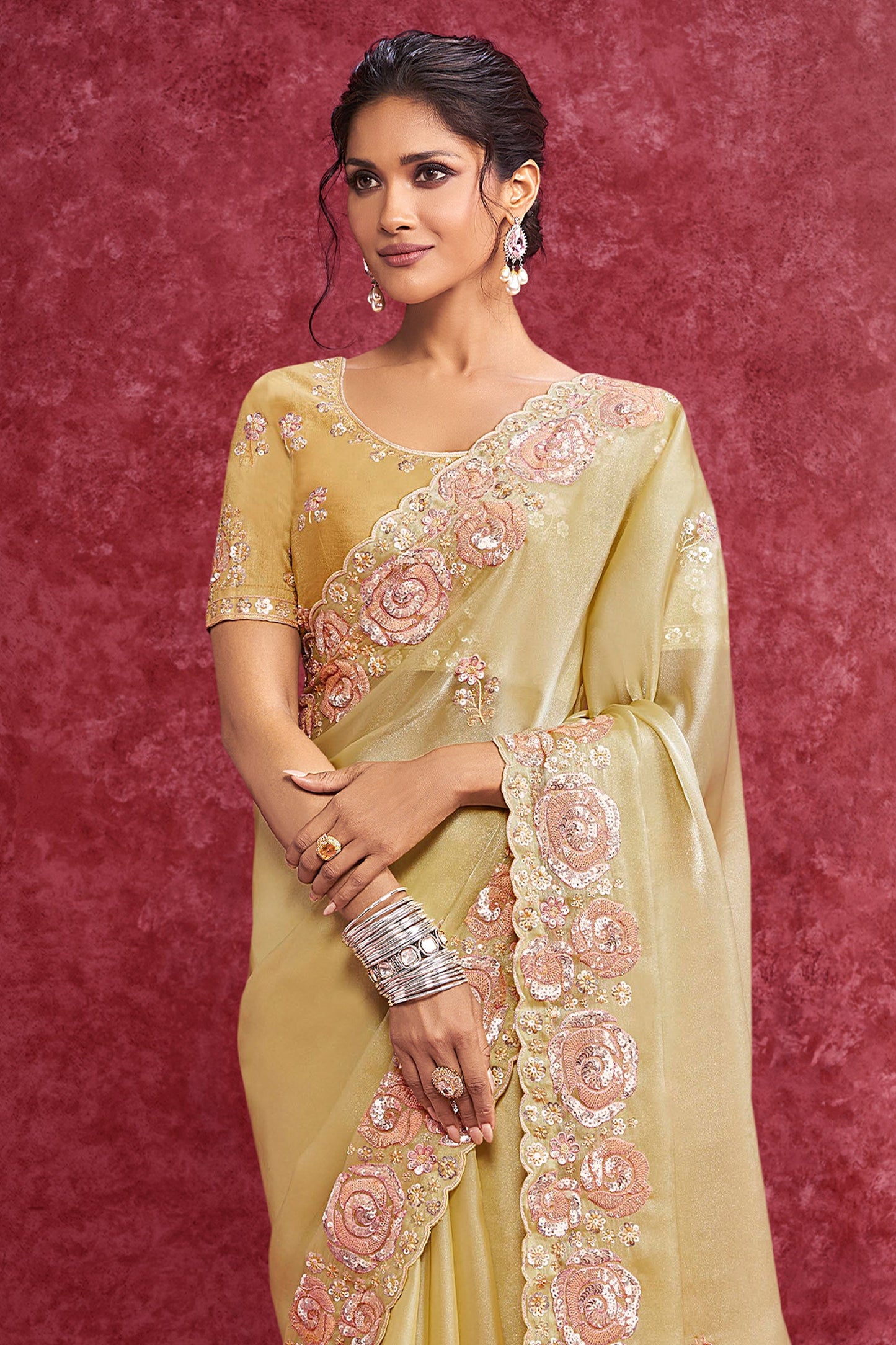 Yellow Embroidered Satin Silk saree-SAR10280_3_SareeButa.com