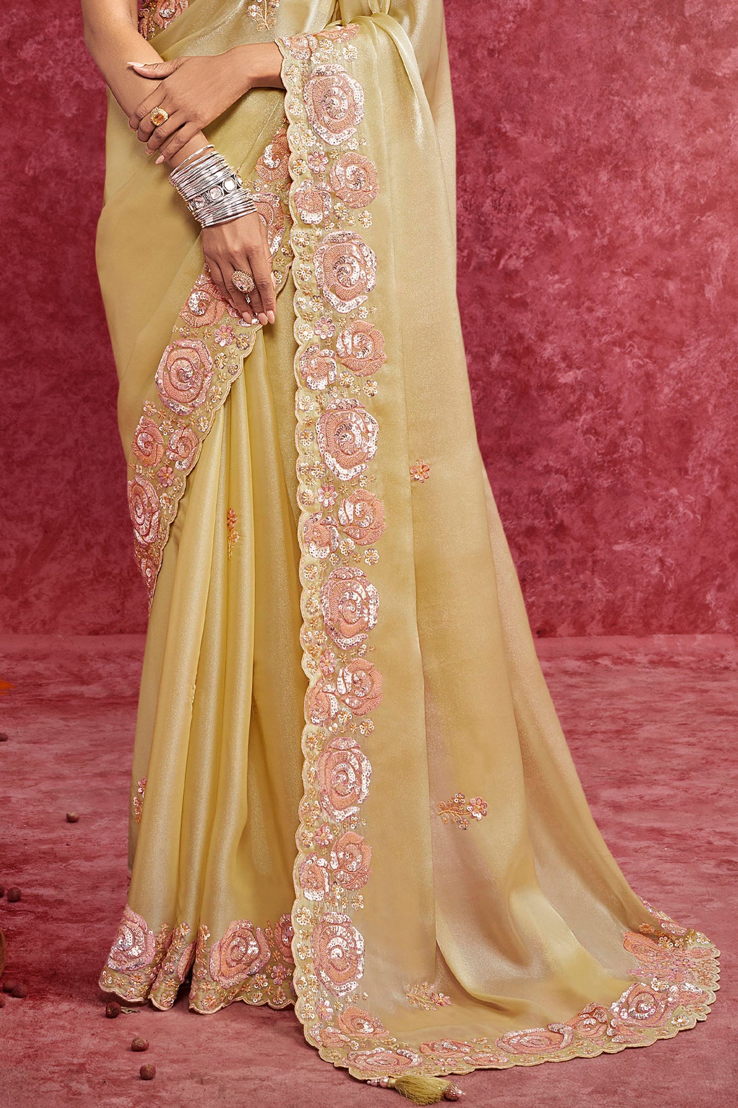 Yellow Embroidered Satin Silk saree-SAR10280_4_SareeButa.com