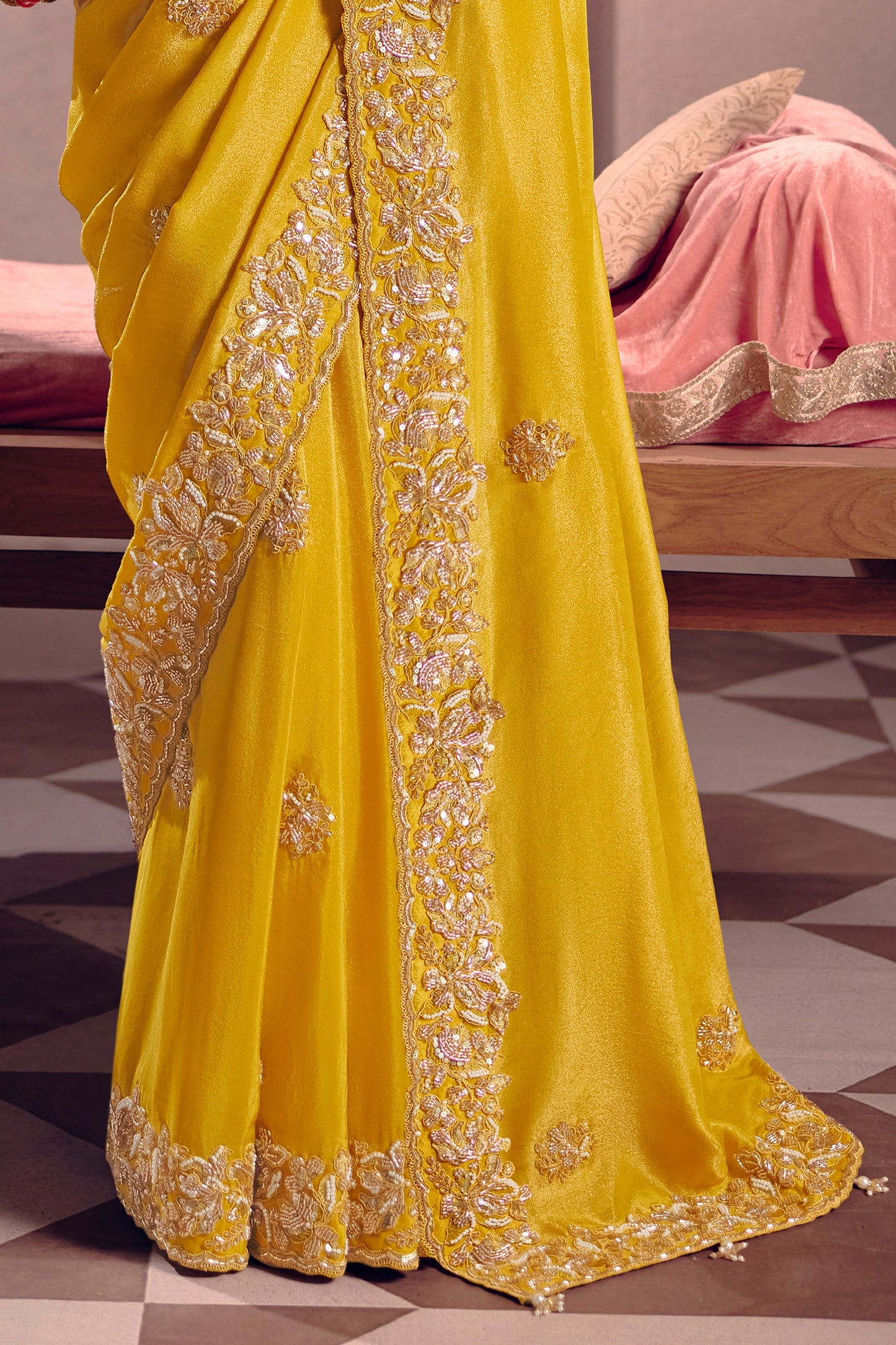 Yellow Embroidered Viscose Zari Tissue Saree-SAR12589_4_SareeButa.com