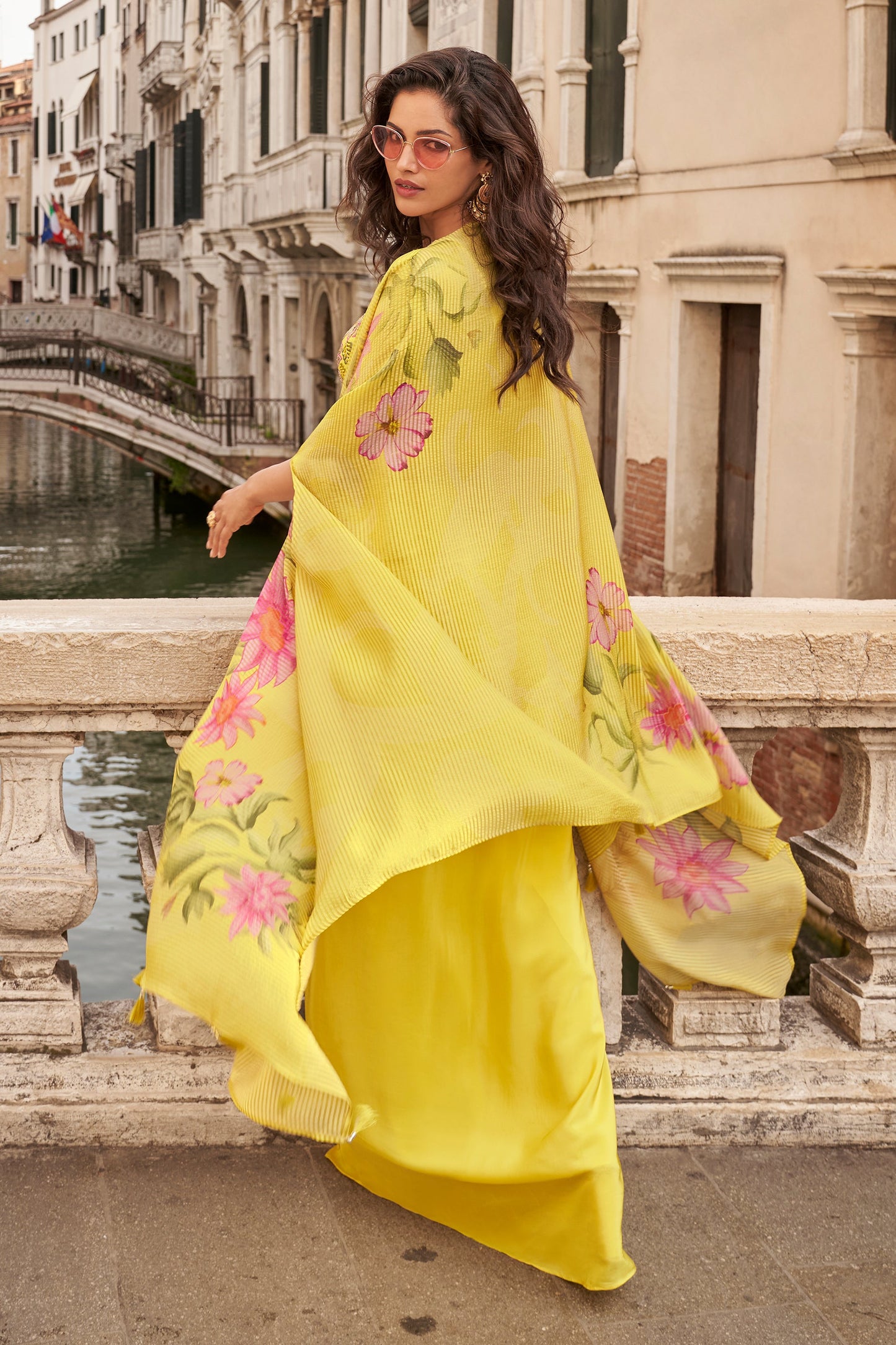 Yellow Floral Readymade Embroidered Skirt Set-SAR10666_4_SareeButa.com