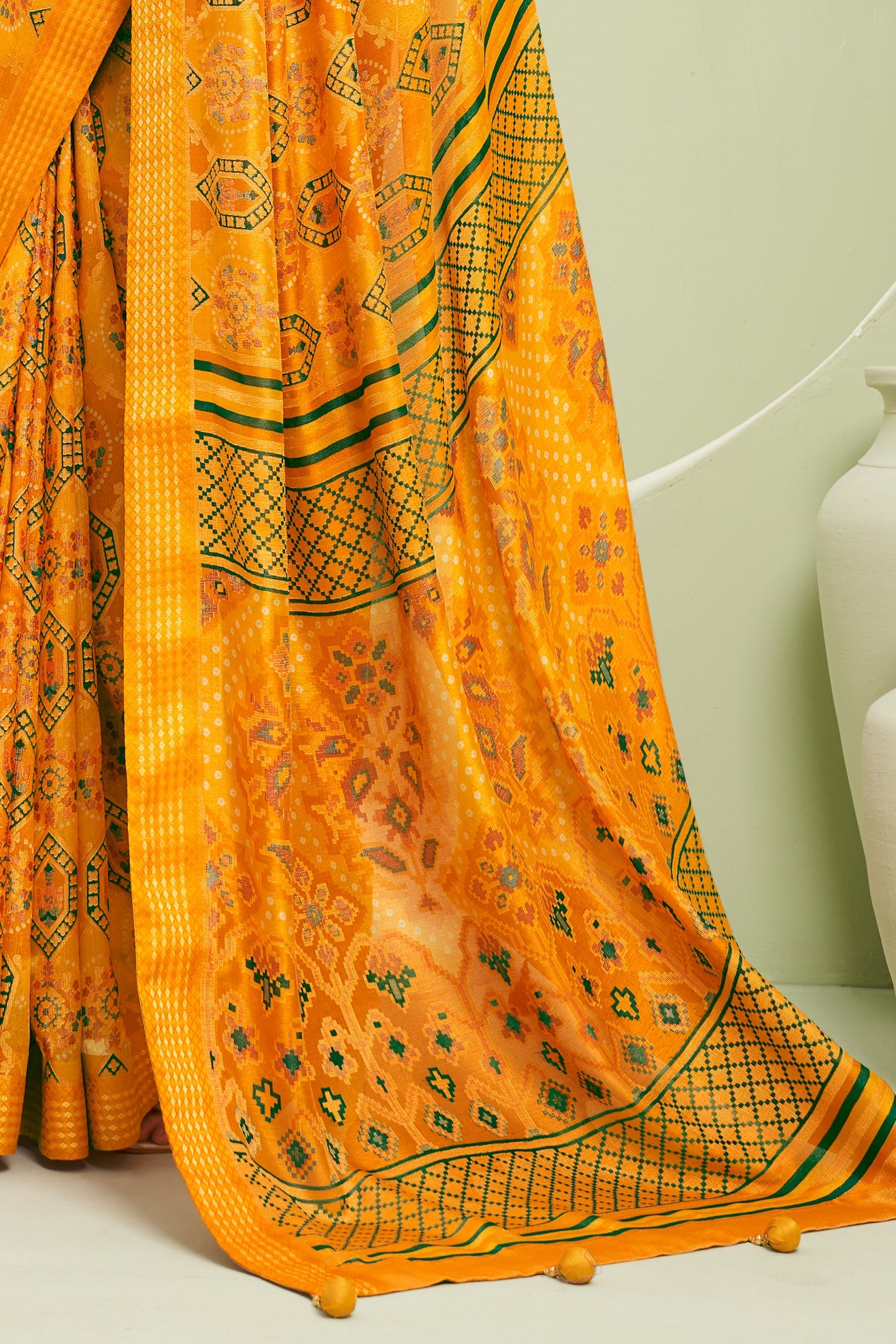 Yellow Georgette Saree with Brasso Print-ZB133930_4_SareeButa.com