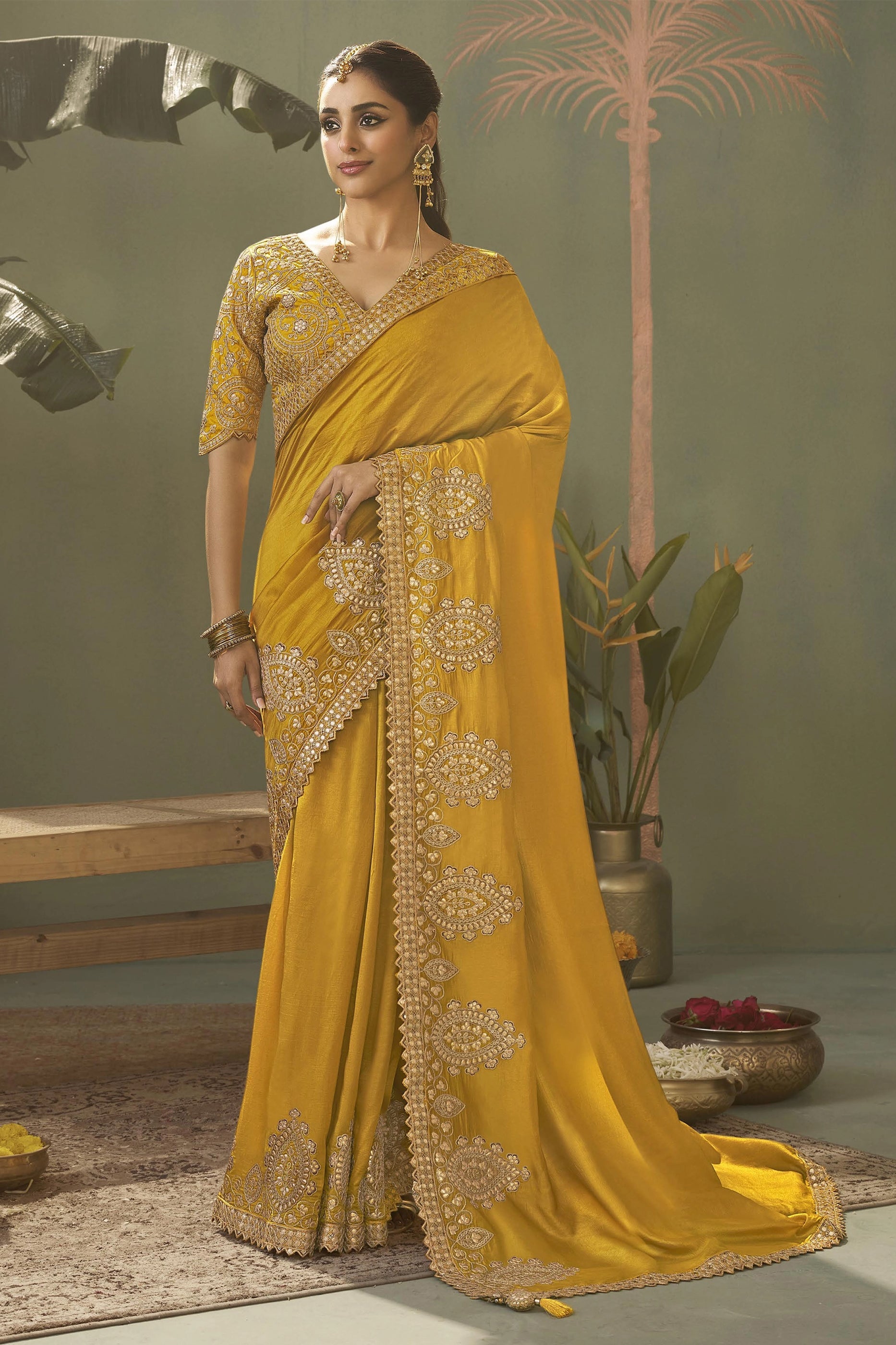 Yellow Gota Work Silk Saree-SAR11611_1_SareeButa.com