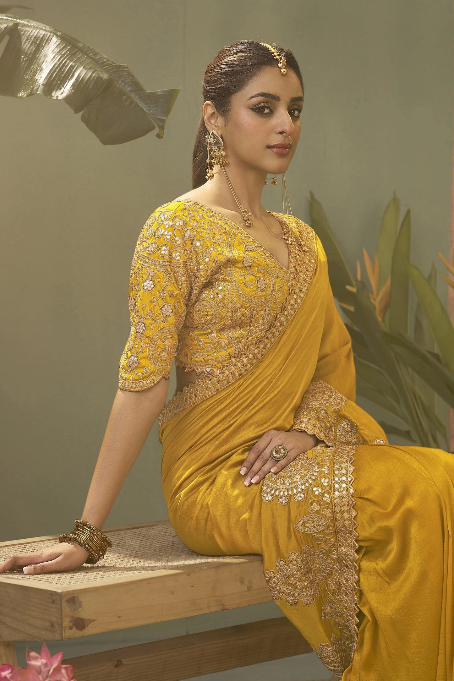 Yellow Gota Work Silk Saree-SAR11611_3_SareeButa.com