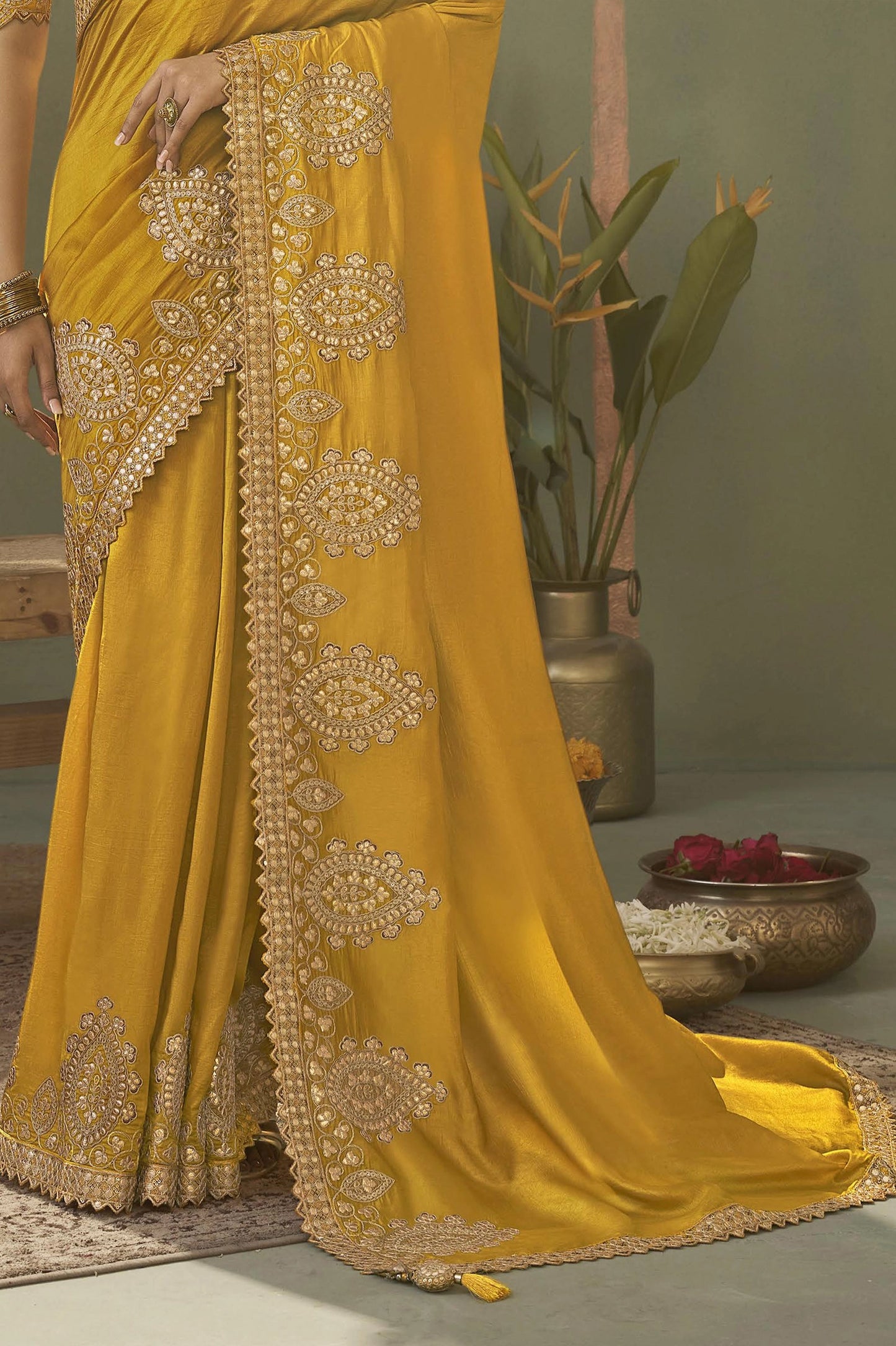 Yellow Gota Work Silk Saree-SAR11611_5_SareeButa.com