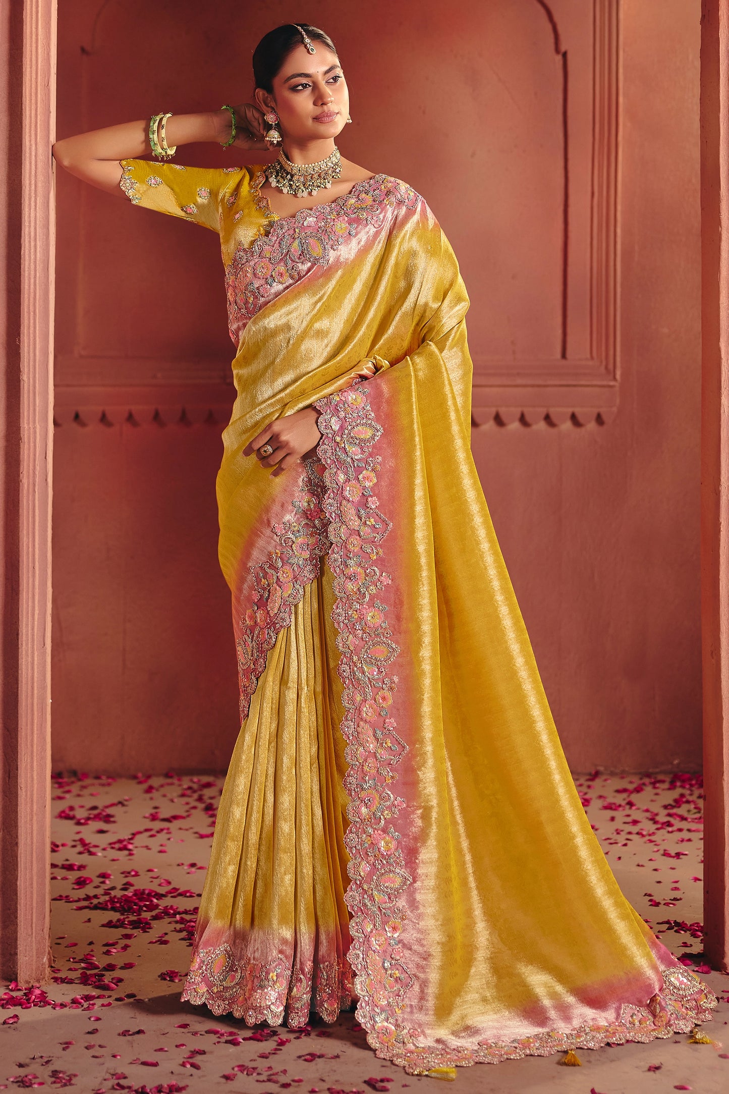 Yellow Heavy Work Embroidered Silk Saree-SAR12077_1_SareeButa.com