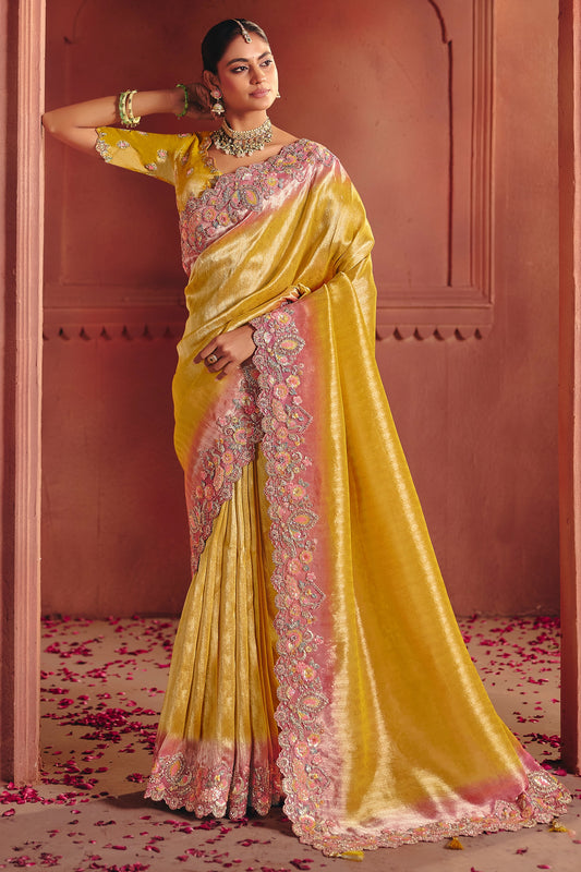 Yellow Heavy Work Embroidered Silk Saree-SAR12077_1_SareeButa.com