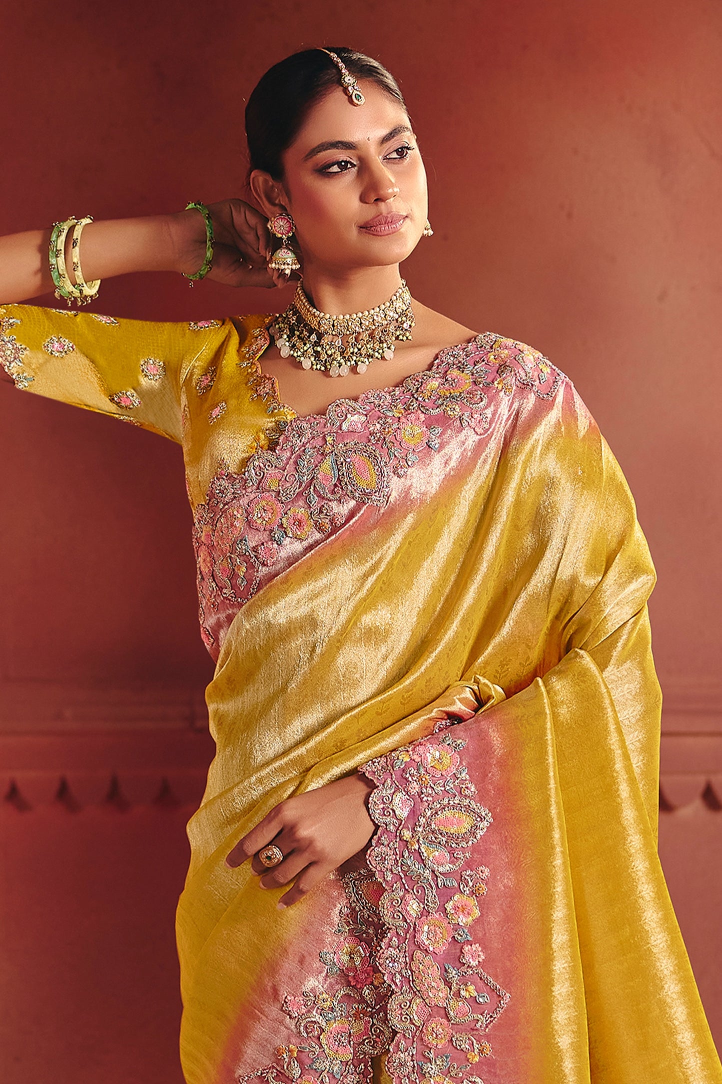 Yellow Heavy Work Embroidered Silk Saree-SAR12077_3_SareeButa.com